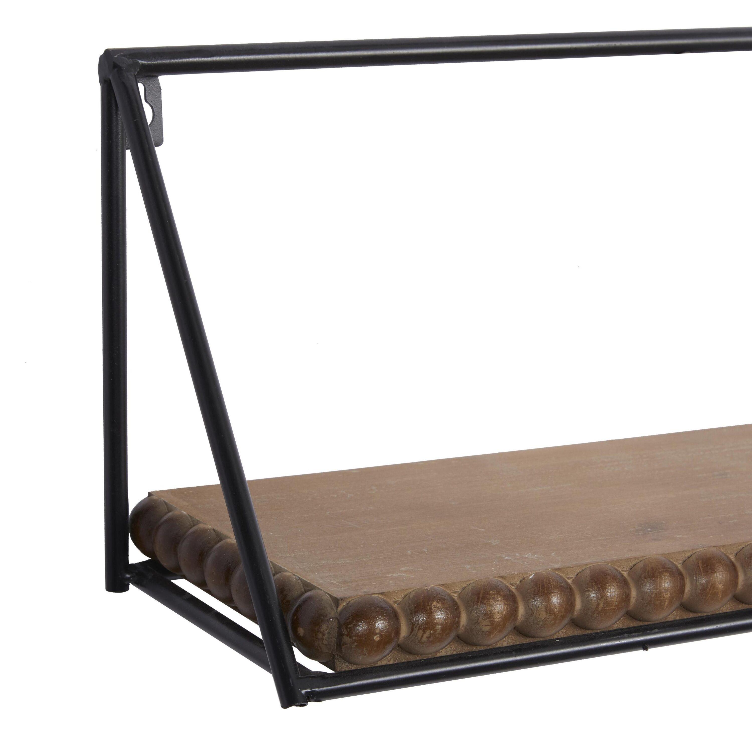 DecMode 24",19",14"L Metal Industrial Wall Shelf, Black, 3 - Pieces