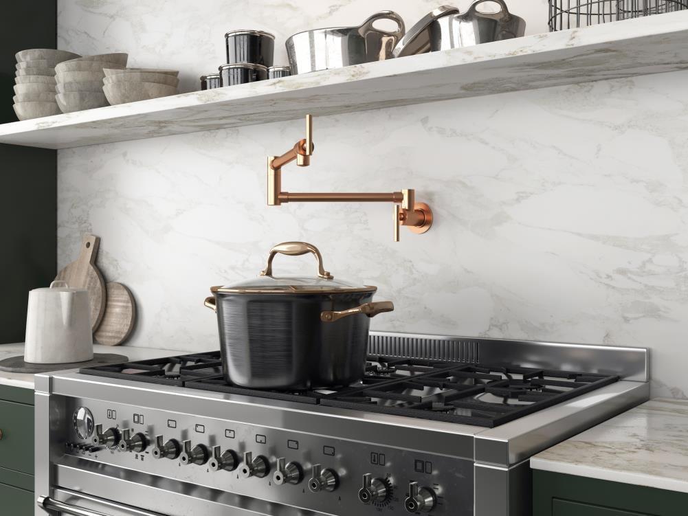 Rose Gold 24" Wall Mounted Pot Filler with Dual Handles