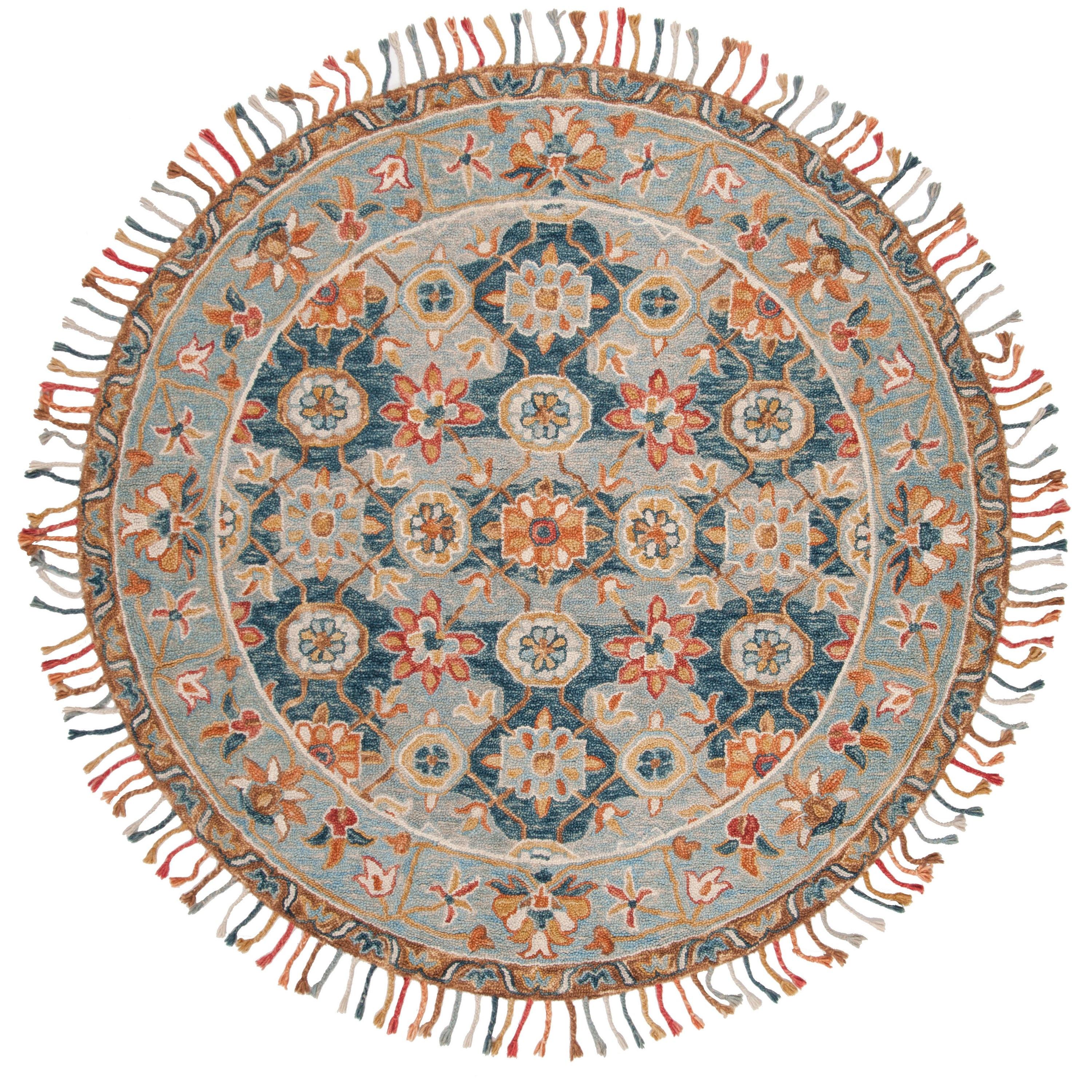 Aspen APN110 Hand Tufted Area Rug - Grey/Navy - 5' round - Safavieh.