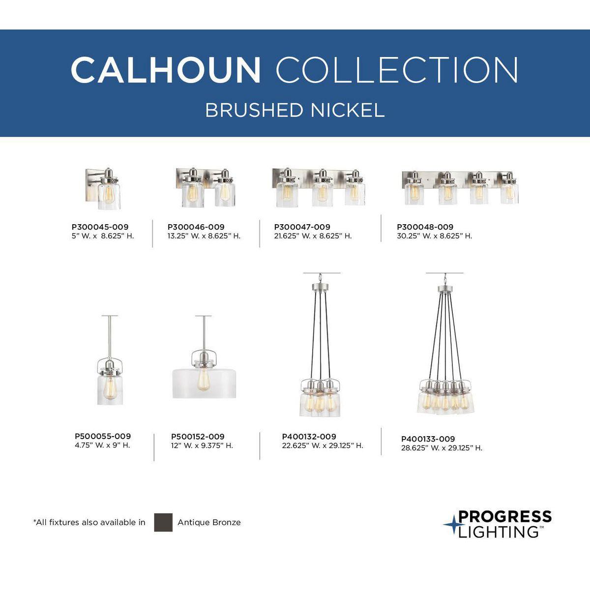 Progress Lighting Calhoun 3-Light Bath Vanity, Steel, Antique Bronze, Clear Glass Shade