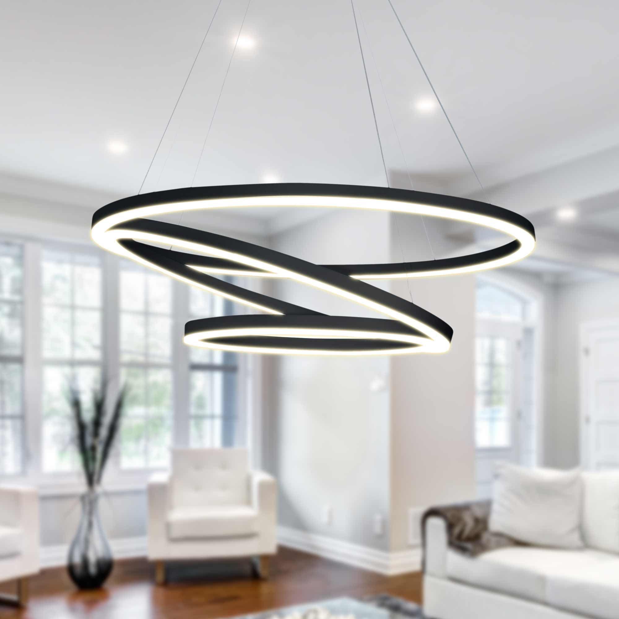 VONN Lighting Tania Trio 32-in Integrated LED Ring Pendant Height Adjustable ETL Certified Circular Chandelier