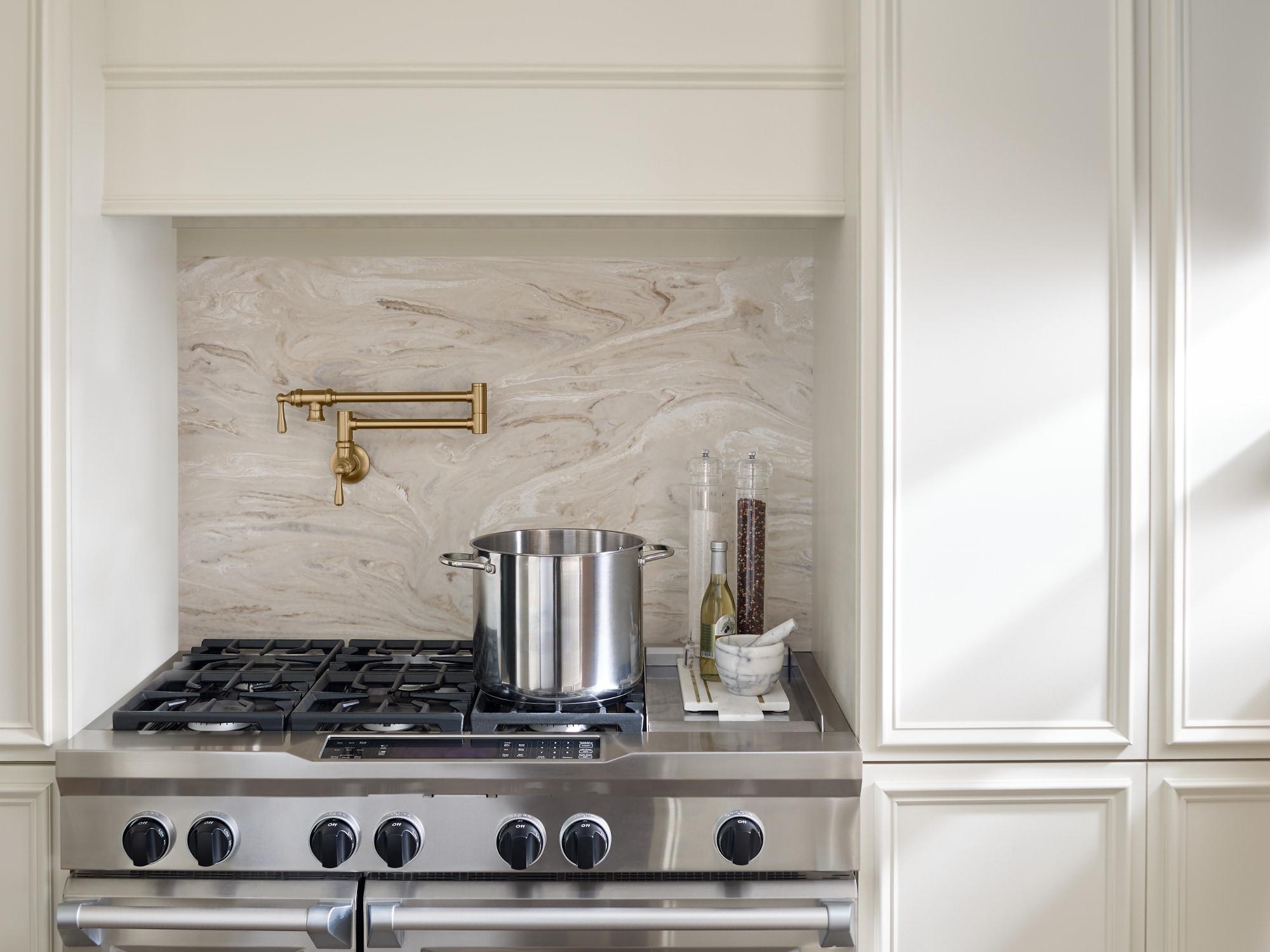 Moen Traditional Wall Mount Swing Arm Folding Pot Filler Kitchen Faucet