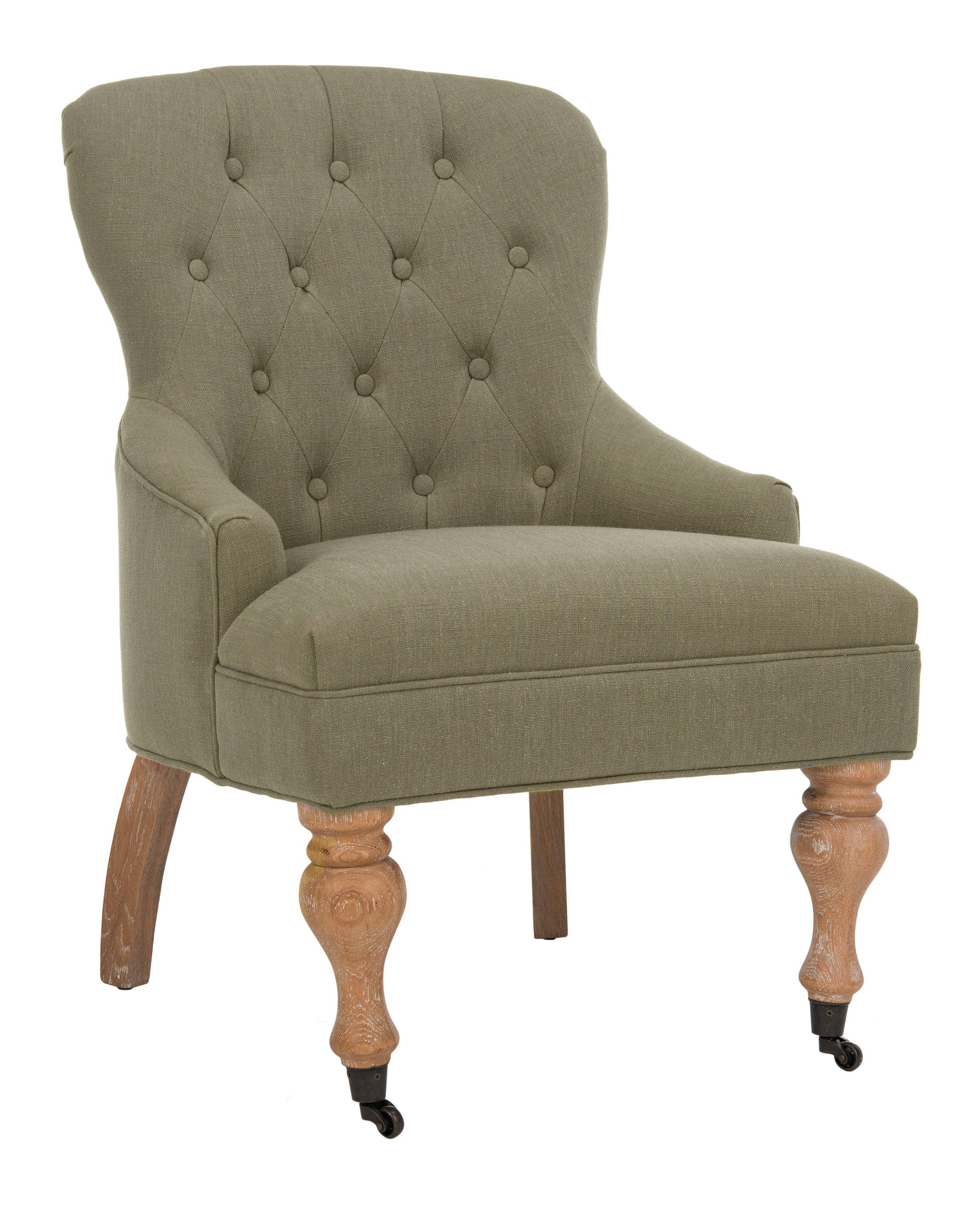 Petite Granite Grey Linen Upholstered Arm Chair with White Wash Birch Legs
