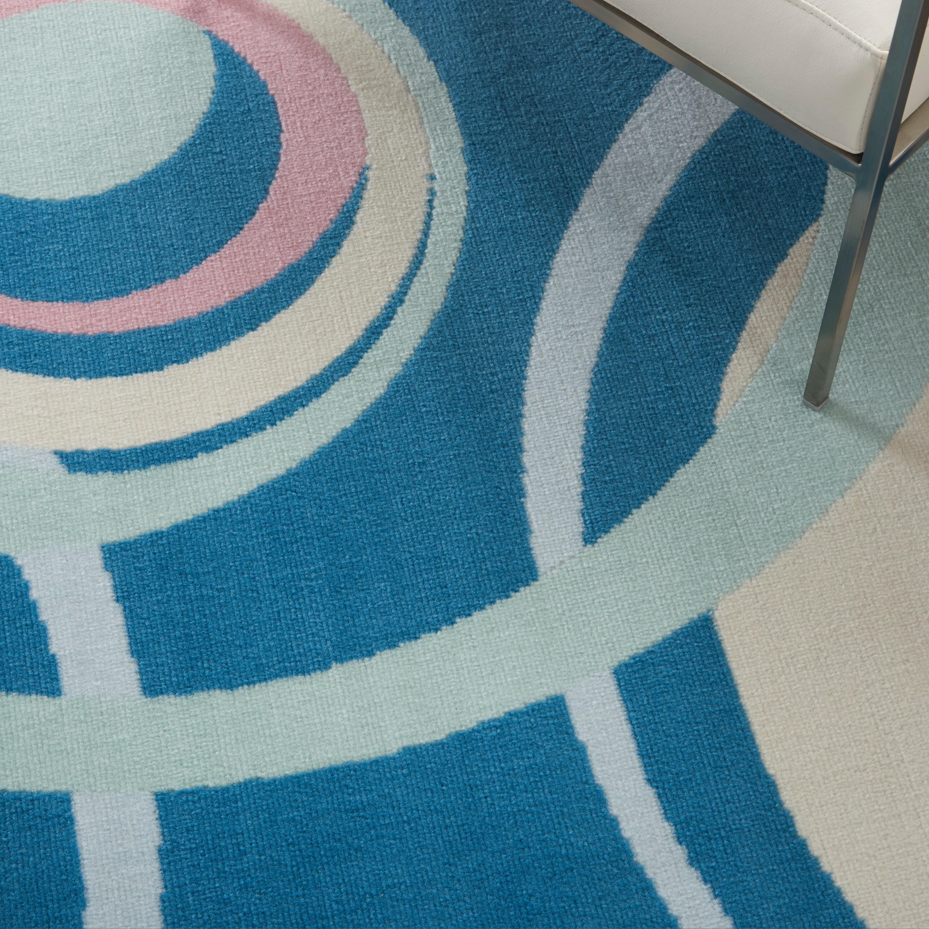 Nourison Grafix 6'X9' (6' x 9') Blue Multi Colored Area Rug Retro Contemporary Geometric by Nourison