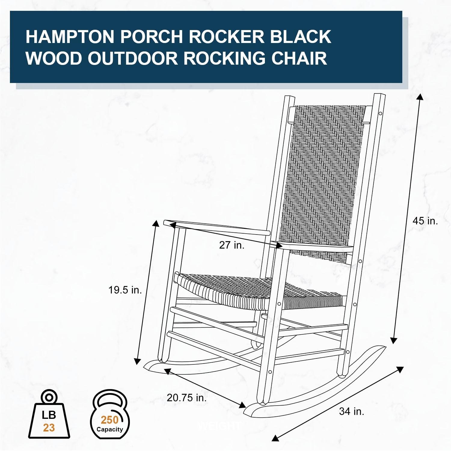 Shine Company Traditional Hardwood Patio Porch Rocker in Black