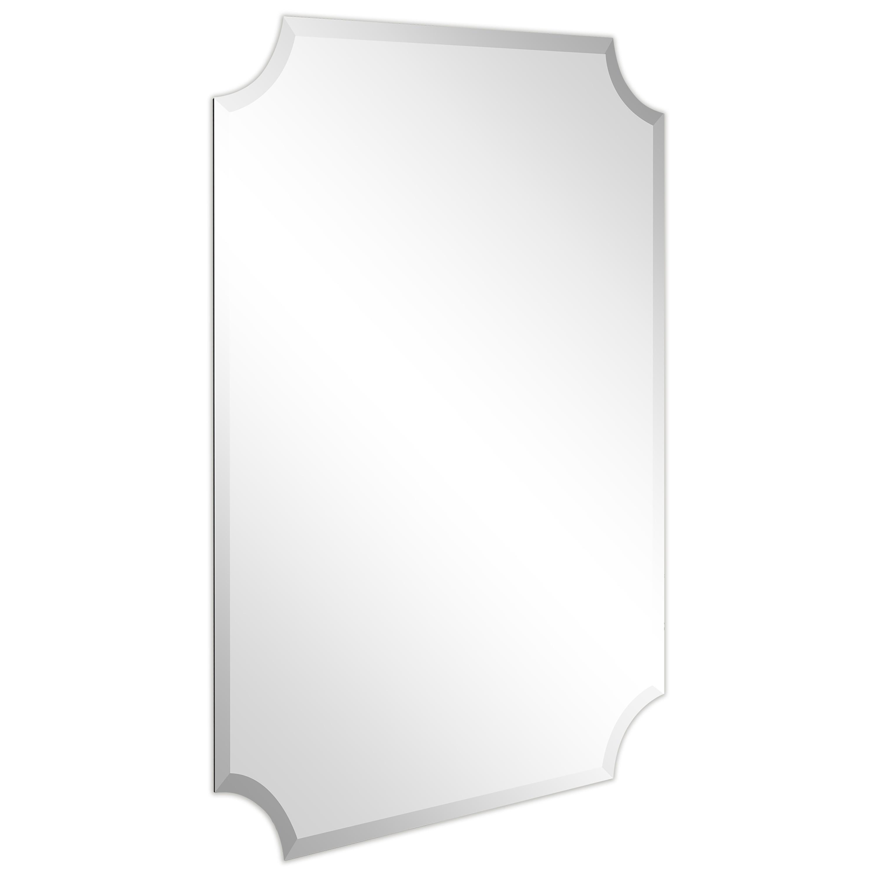 Empire Art Direct Frameless Rectangle Scalloped Beveled Wall Mirror - Clear 30 in. x 0.39 in. x 40 in.