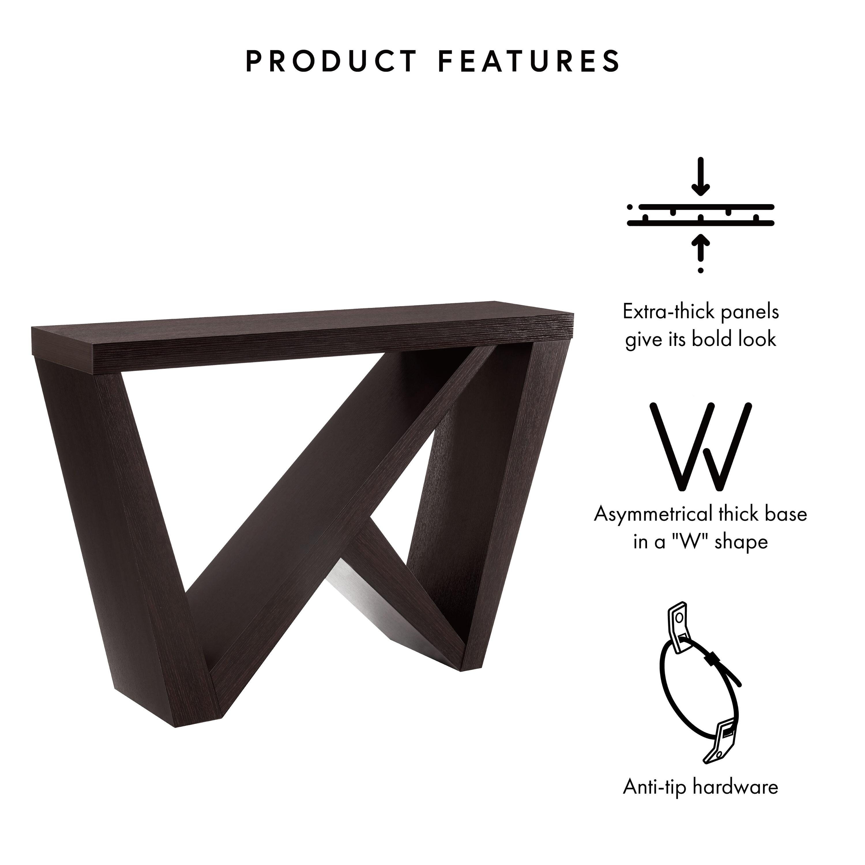 24/7 Shop At Home 48" Sunguard Modern Rectangular Console Table: Geometric Red Cocoa Design