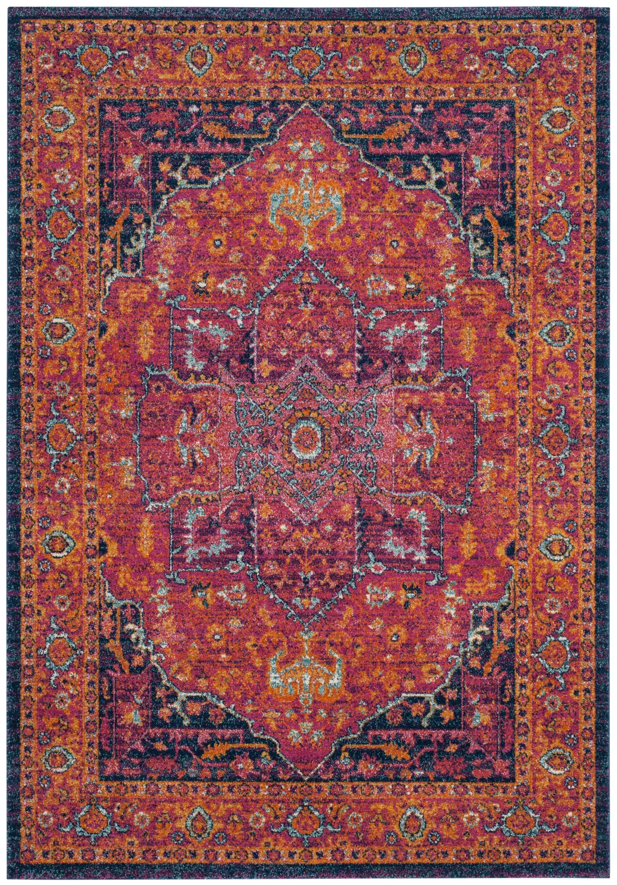 SAFAVIEH Evoke Westley Traditional Floral Area Rug, Fuchsia/Orange, 6'7" x 9'