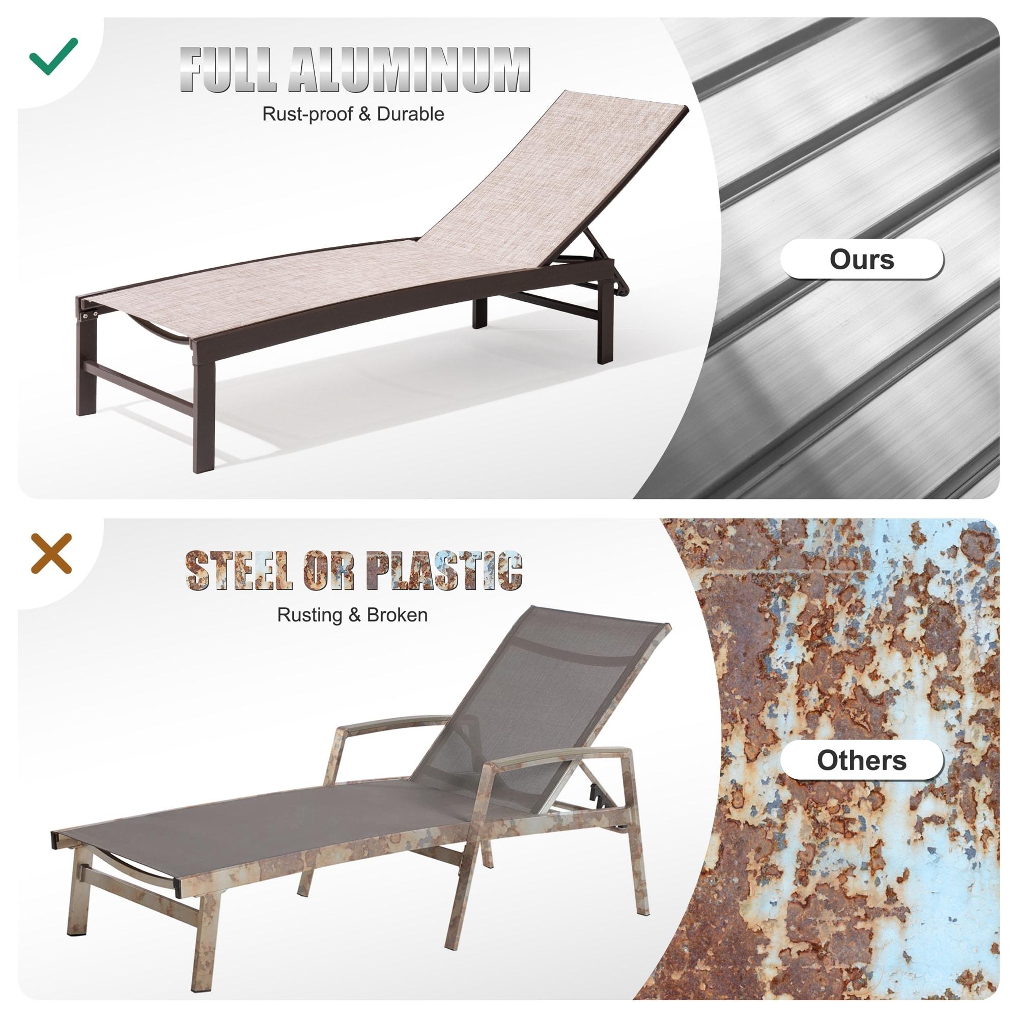 3pc Outdoor Aluminum Lounge Set Beige - Crestlive Products: Patio Set with Chaise Lounges & Table, Weather-Resistant