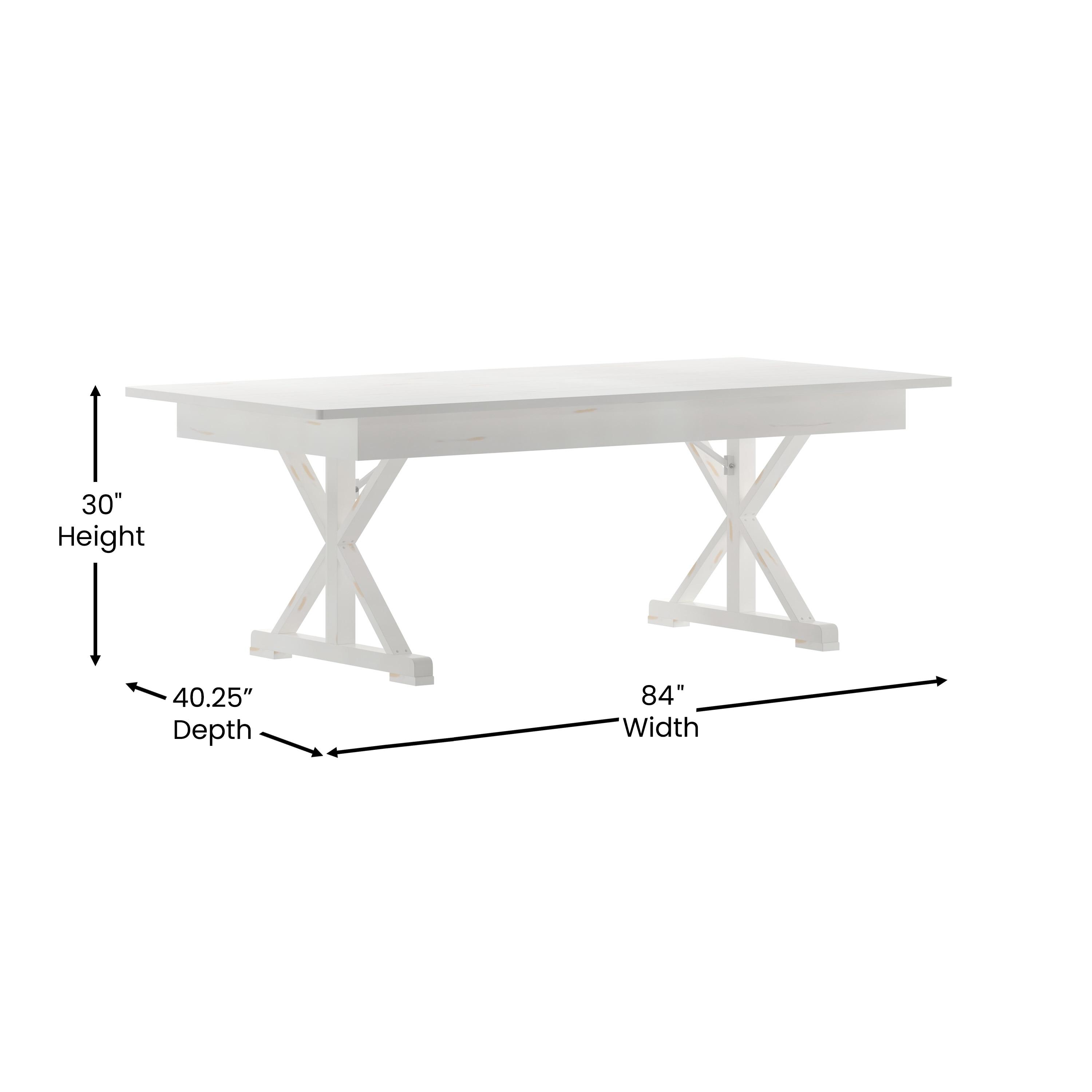 Flash Furniture Eternity Rectangular Solid Pine Farm Dining Table with Folding X-Style Legs