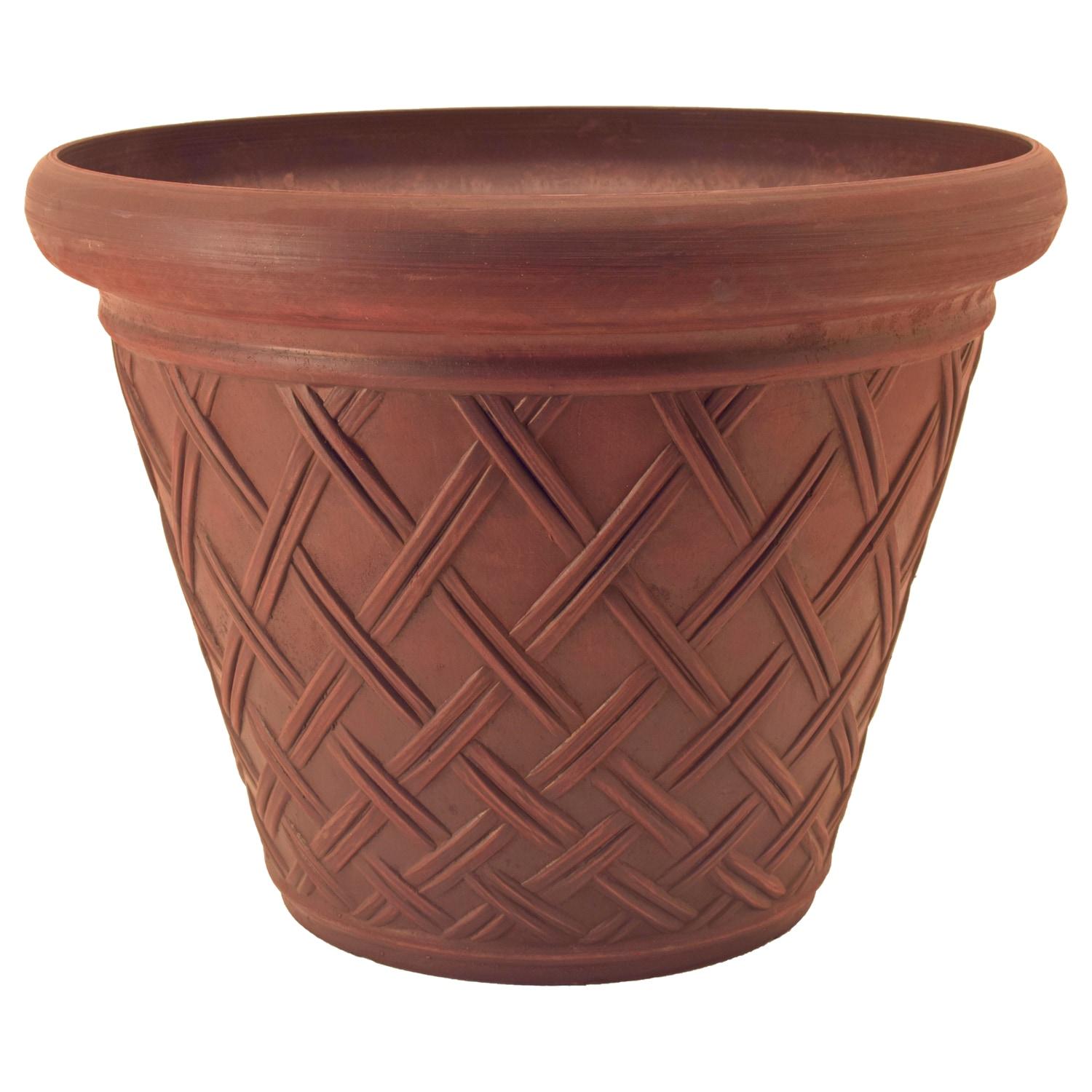 Large Terra Cotta Recycled Plastic Basket Weave Planter