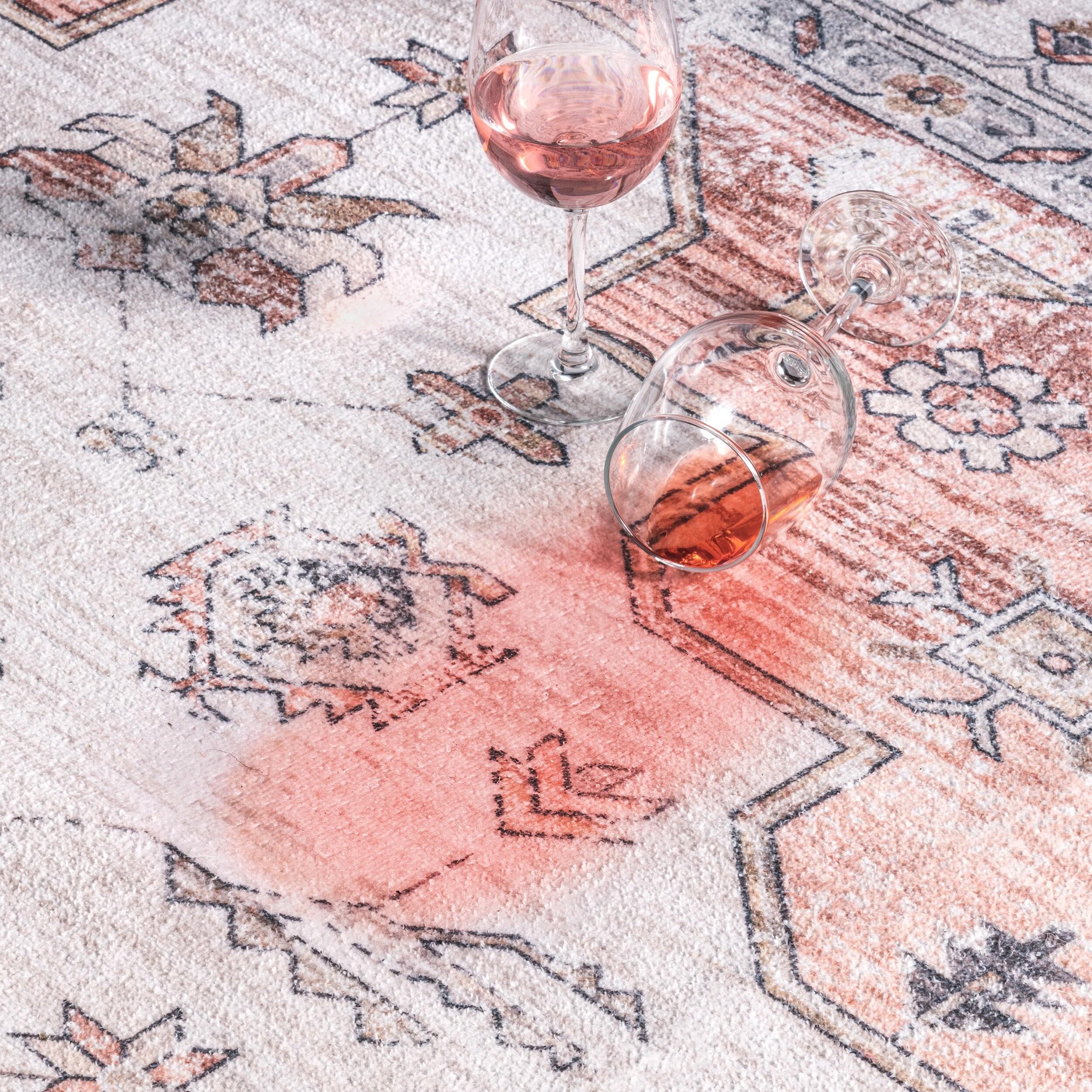 Nuloom Gracie Distressed Medallion Pet Friendly Machine Washable Area Rug, 5' x 8', Peach