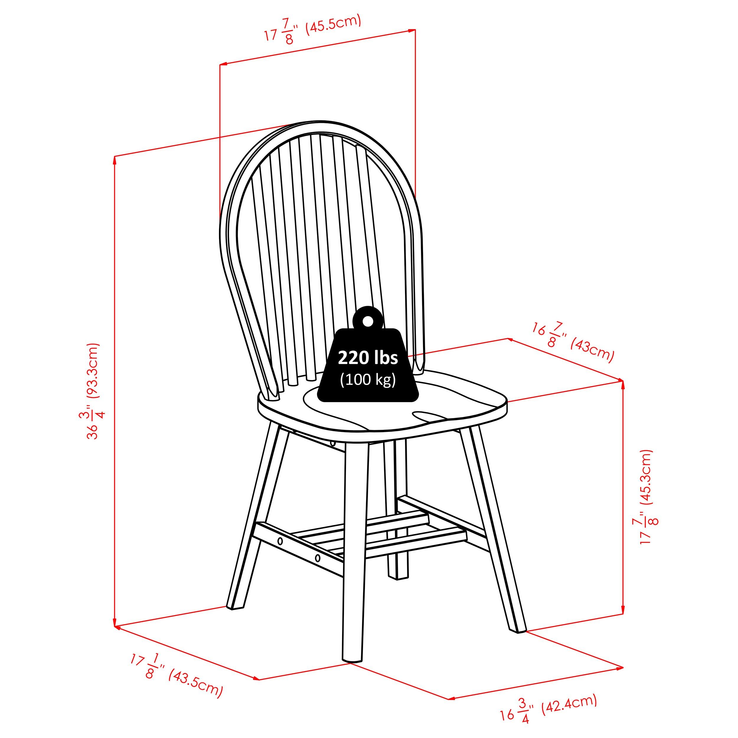 Winsome 2pc Windsor Chair Set Natural/White : Wood Frame, Spot Clean, Transitional Style, No Tools Assembly