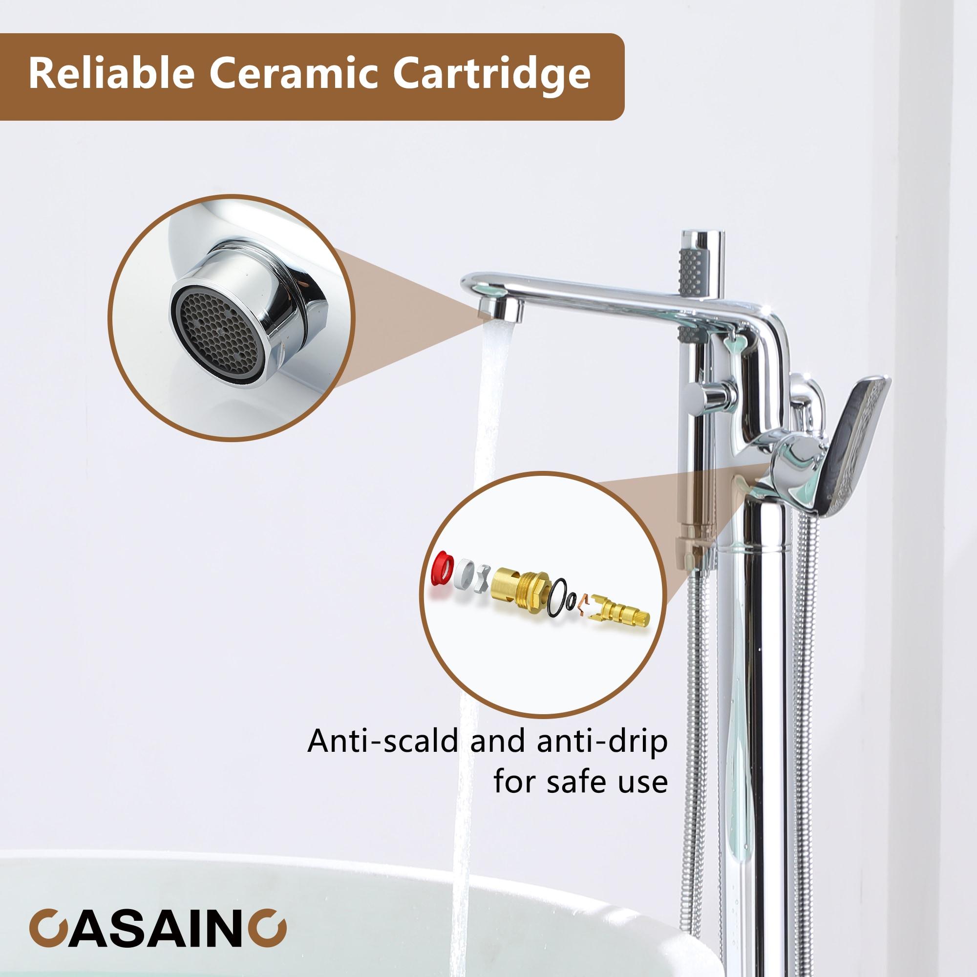 Chrome Freestanding Bathtub Faucet with Hand Shower
