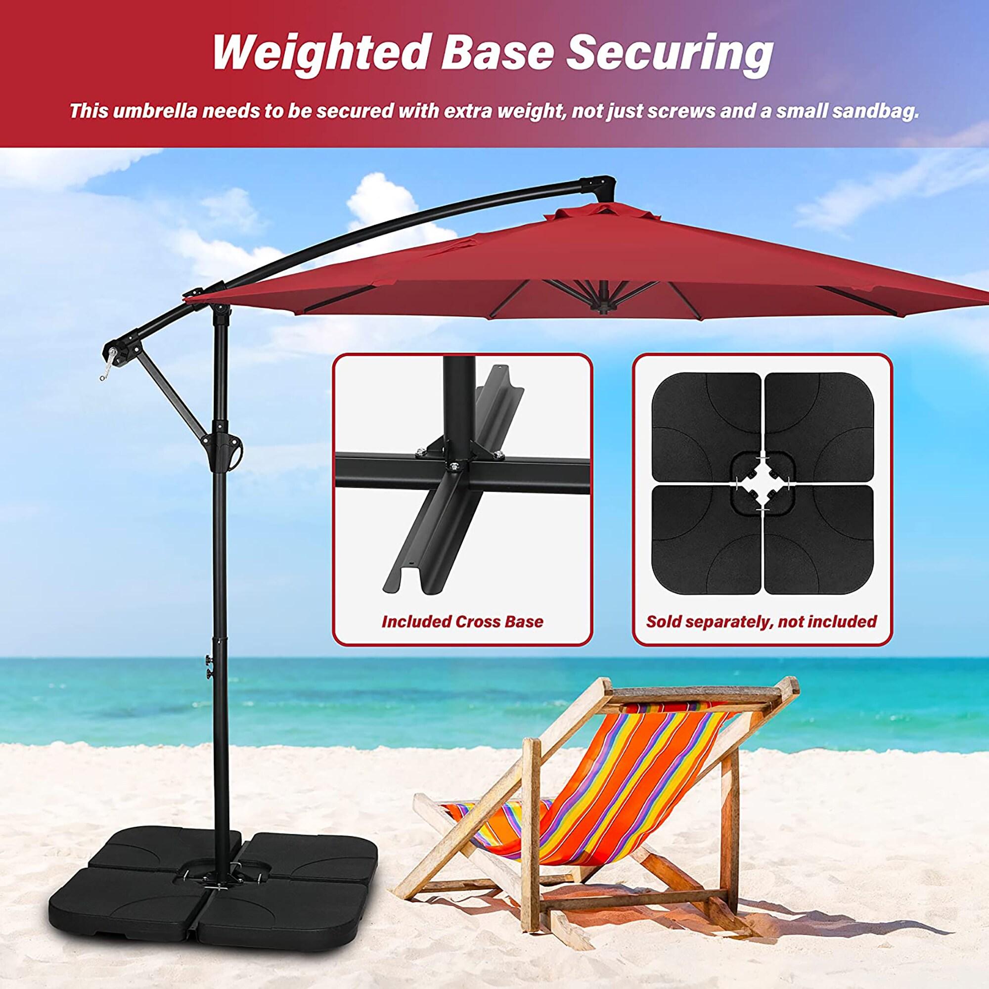 10 ft. Red Cantilever Metal Patio Umbrella with Crank Lift System
