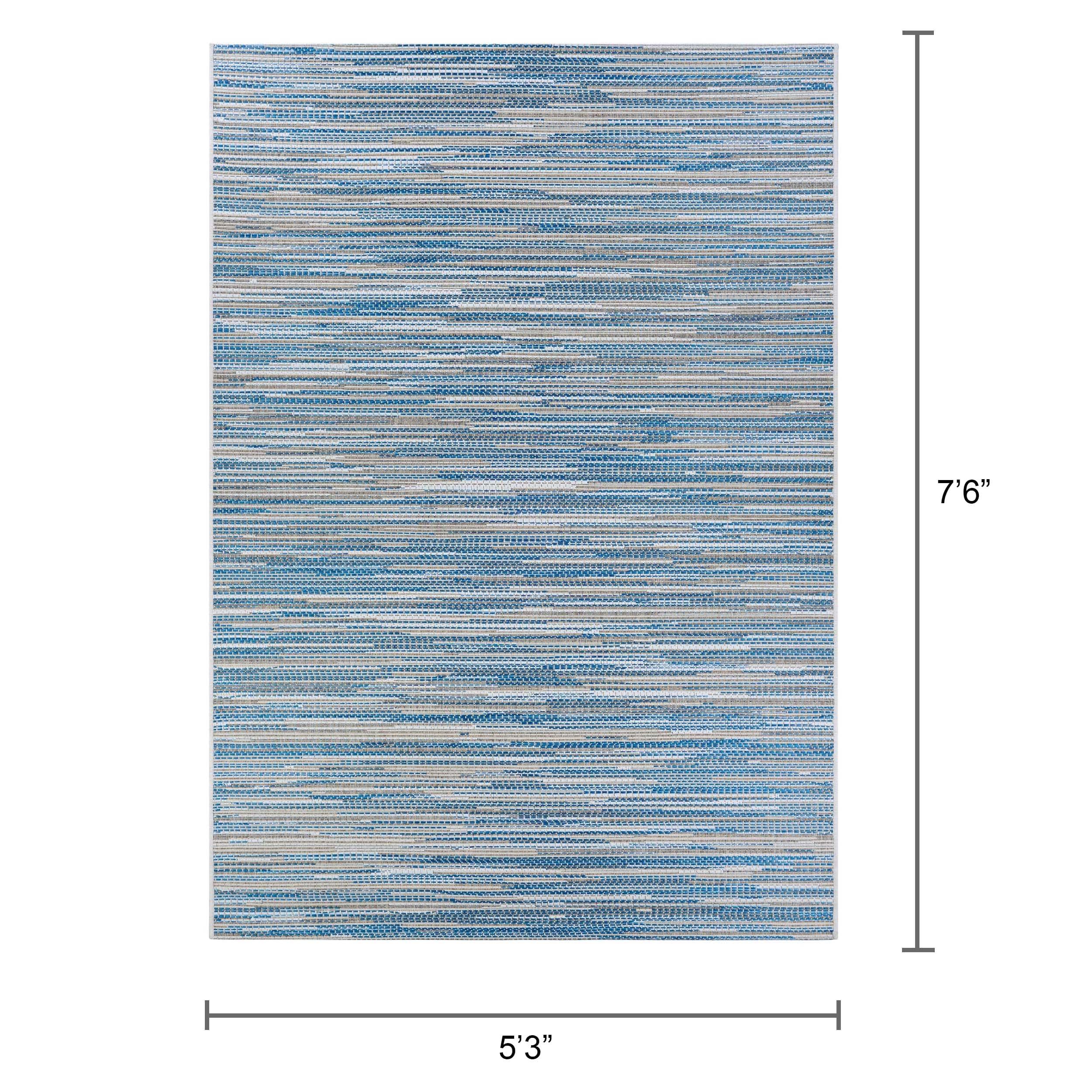 Couristan Monte Carlo Coastal Breeze Indoor/Outdoor Area Rug, 5'3" x 7'6", Ocean-Champagne
