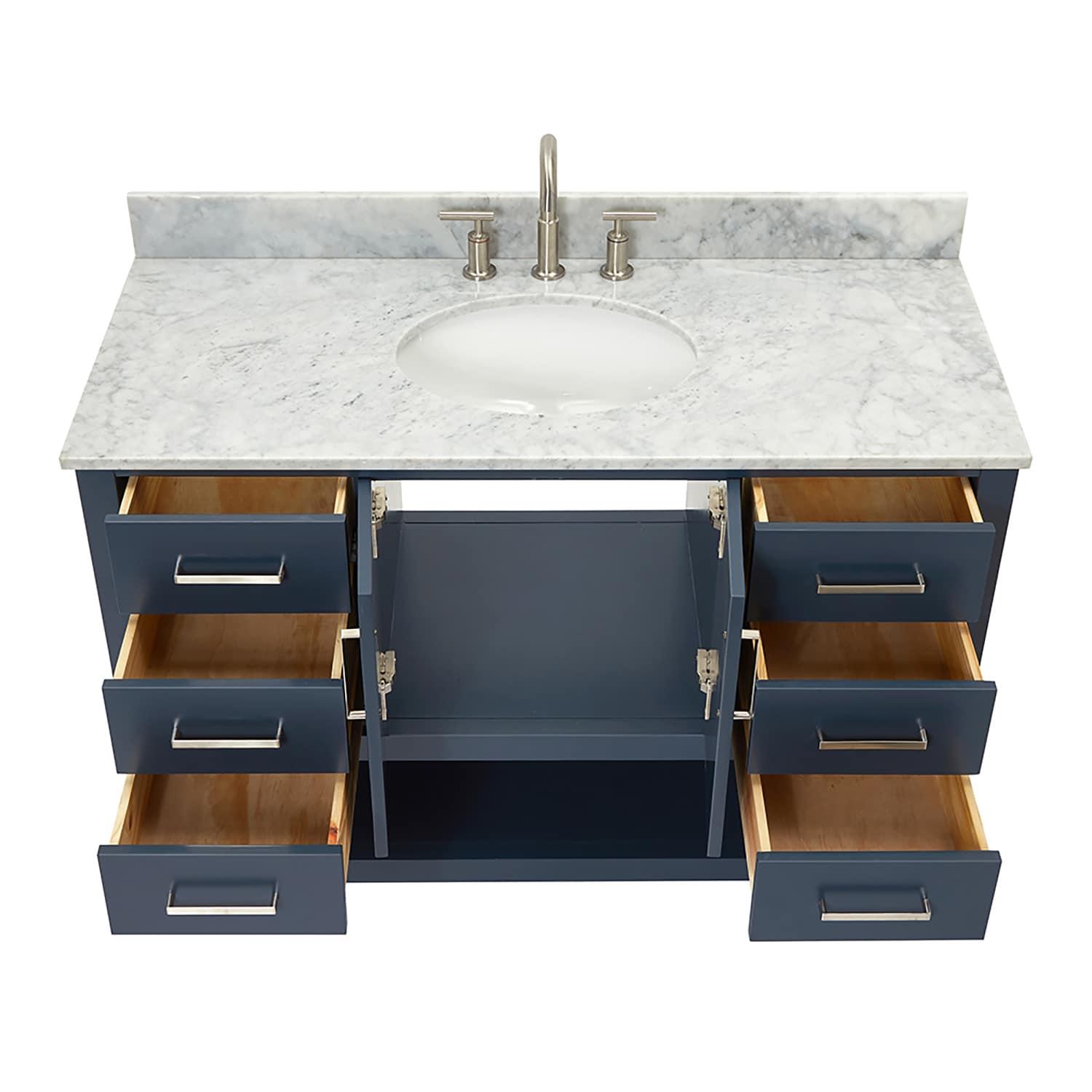 Midnight Blue 49" Single Basin Vanity with Carrara White Top