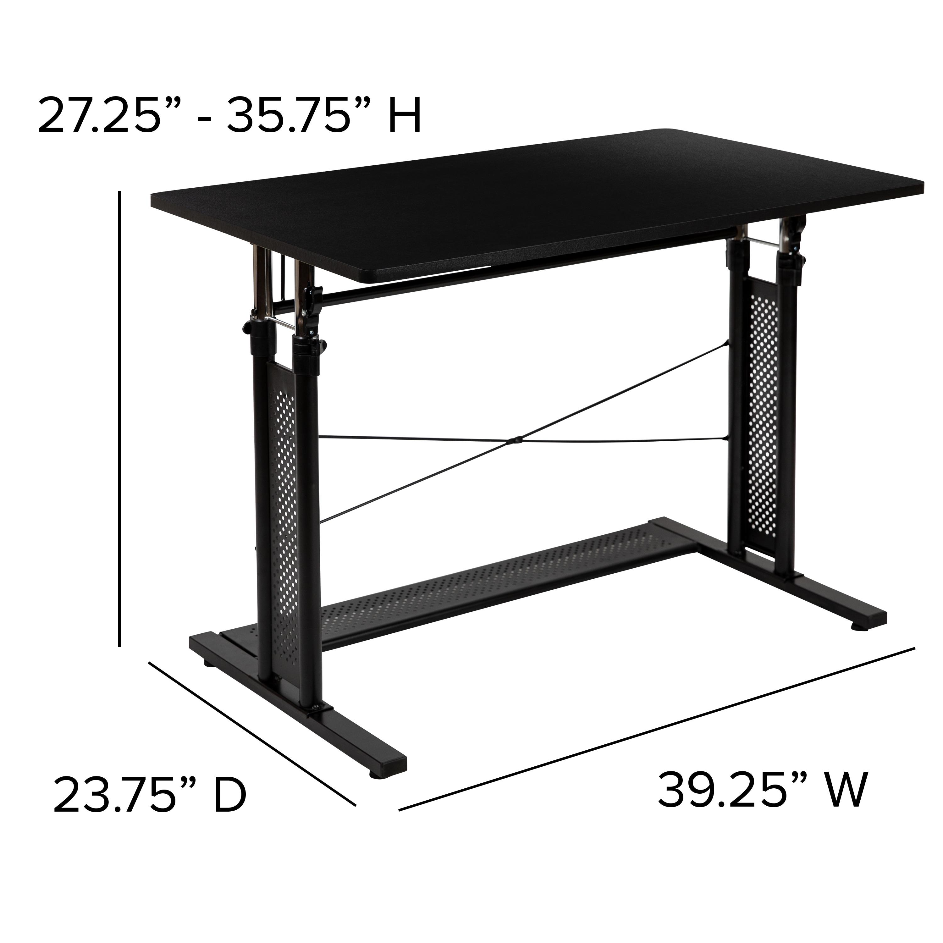 Flash Furniture Height Adjustable (27.25-35.75"H) Sit to Stand Home Office Desk - Black