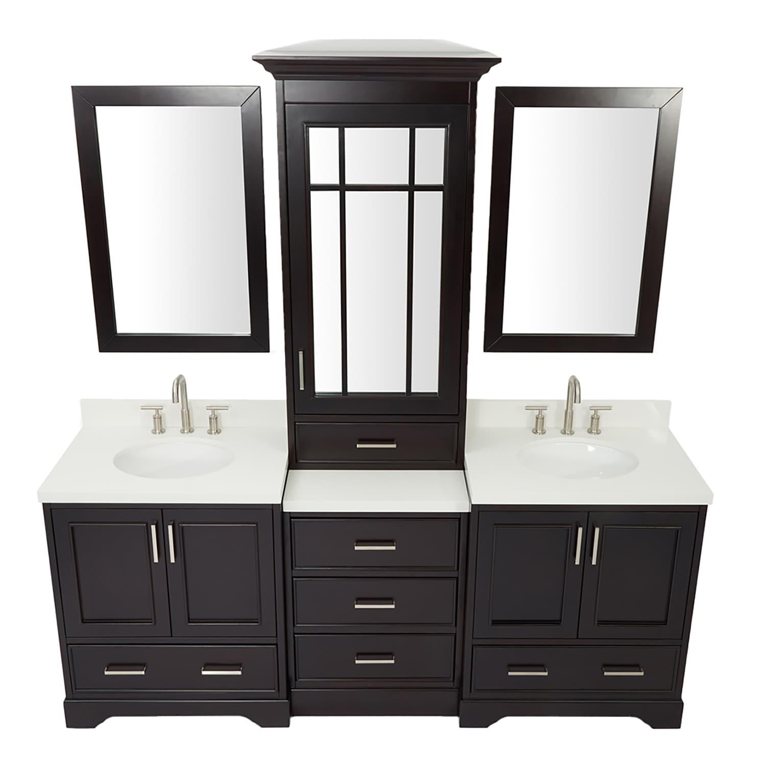 Ariel Stafford 85 in Double Sink Vanity Set in Espresso