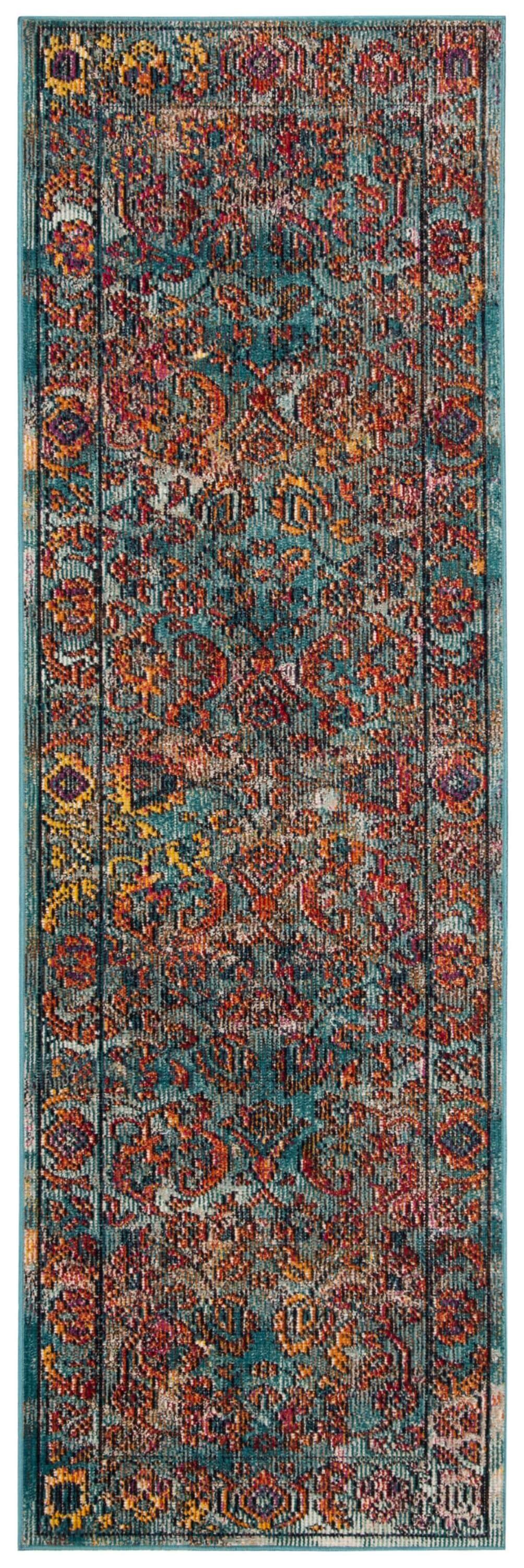 Crystal CRS515 Power Loomed Runner Rug - Light Blue/Orange - 2'2"x9' - Safavieh.