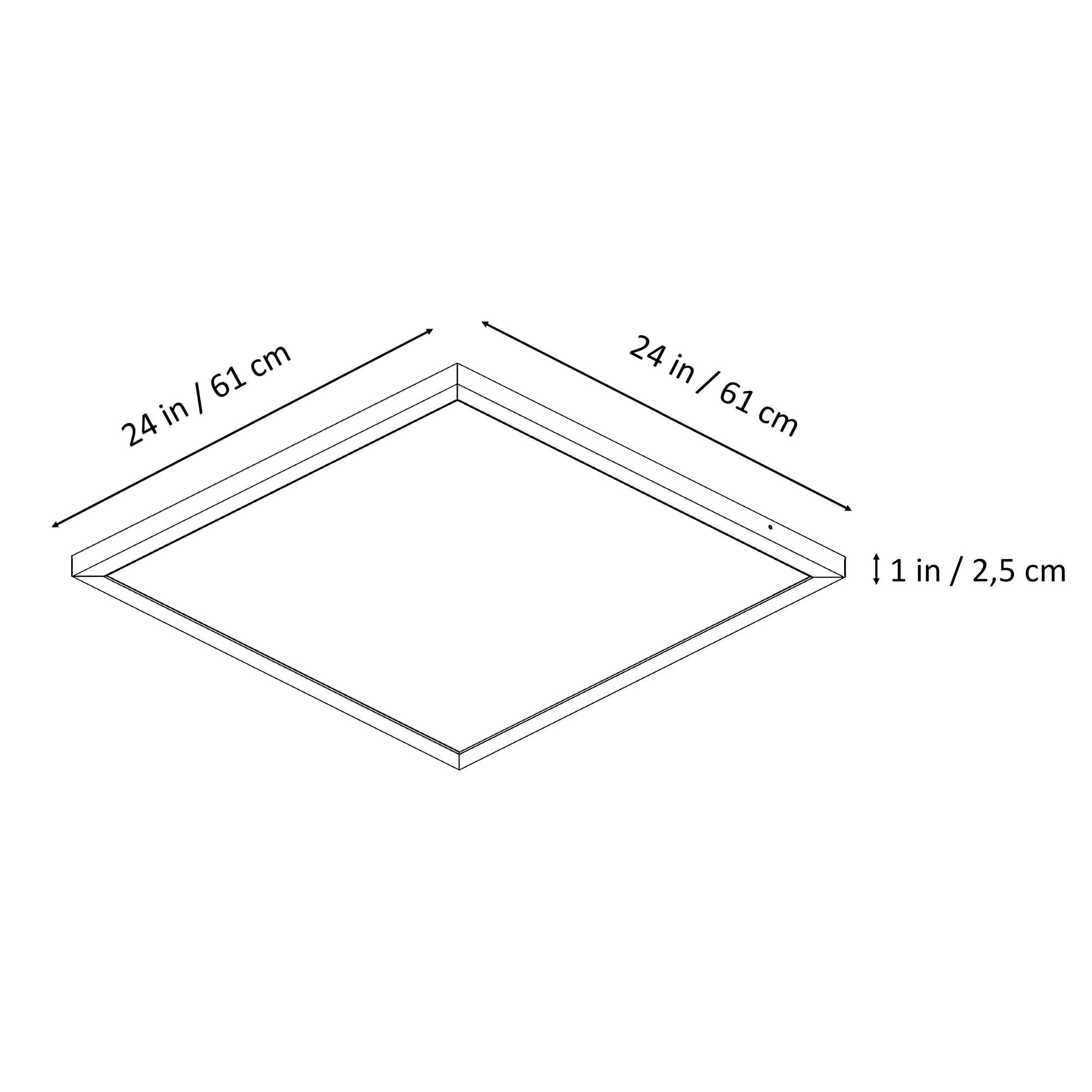 Good Earth Lighting Flat Panel 24-inch Ceiling Fixture - Nickel, Dimmable, 3800 Lumens, 5-White Selectable Color Changing Temperature, Suitable for Damp Locations, 50,000 Hour Rated Lamp Life