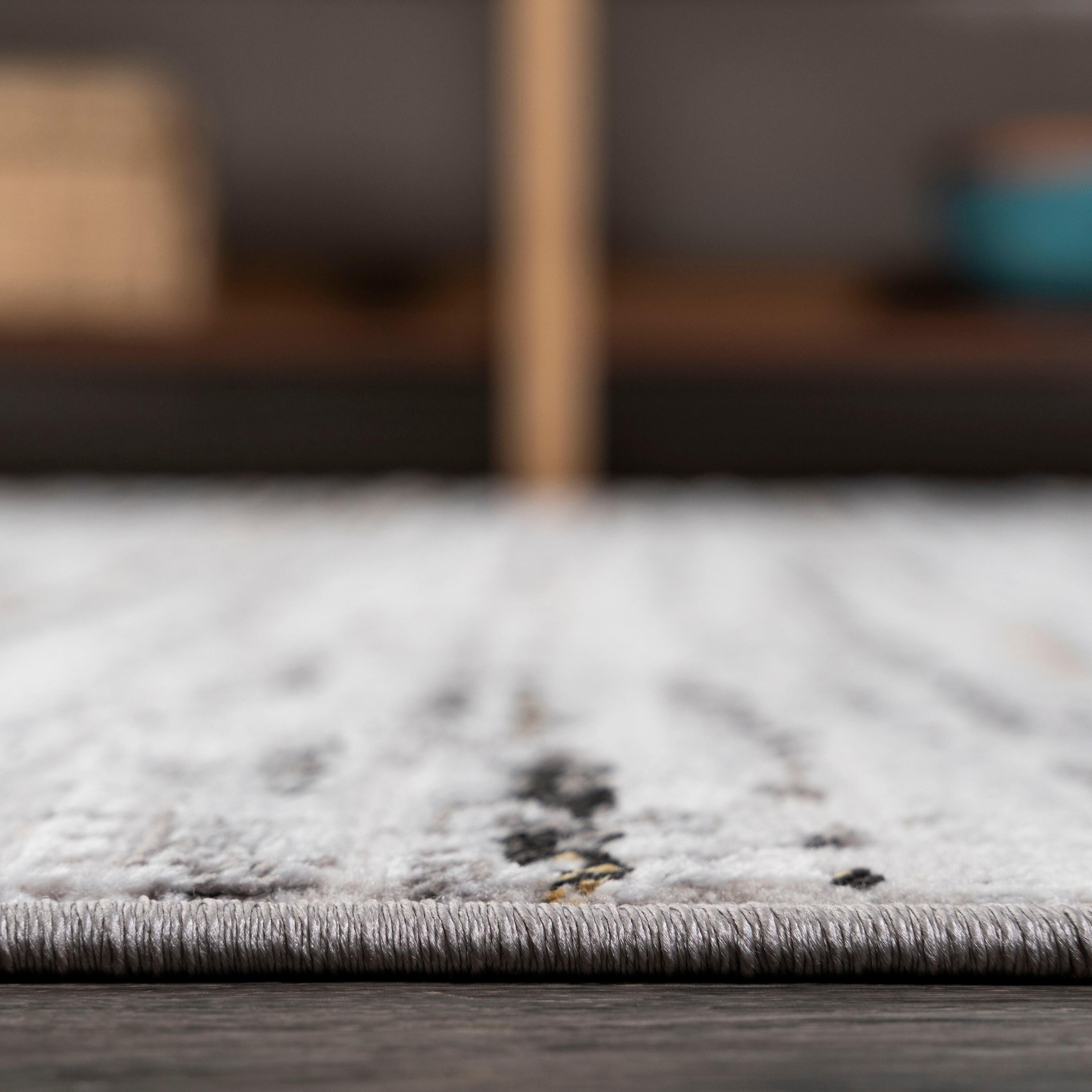 5'x8' Loom Modern Strie'  Area Rug, Gray/Black - JONATHAN Y