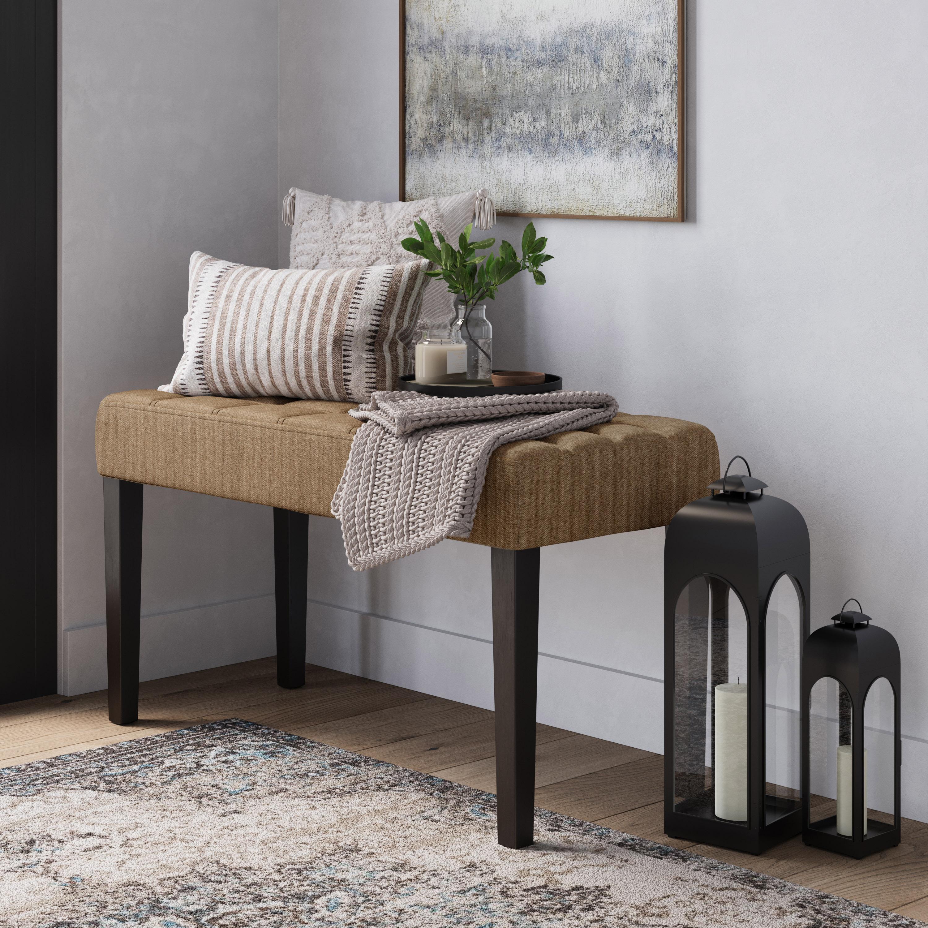 California Fabric Tufted Bench Beige - CorLiving