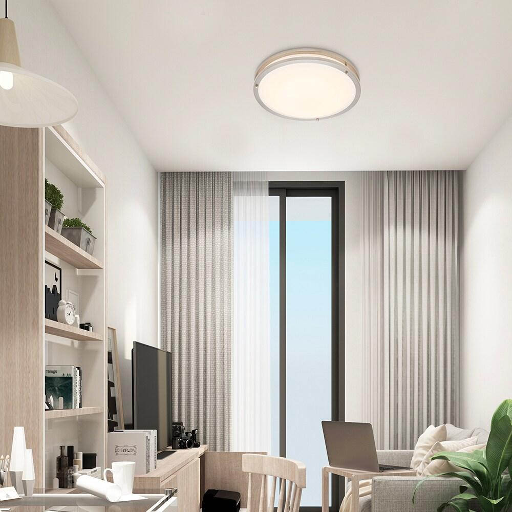 Maxxima 16 in. Satin Nickel LED Ceiling Mount Fixture 3000K Warm White, 2600 Lumens, Dimmable