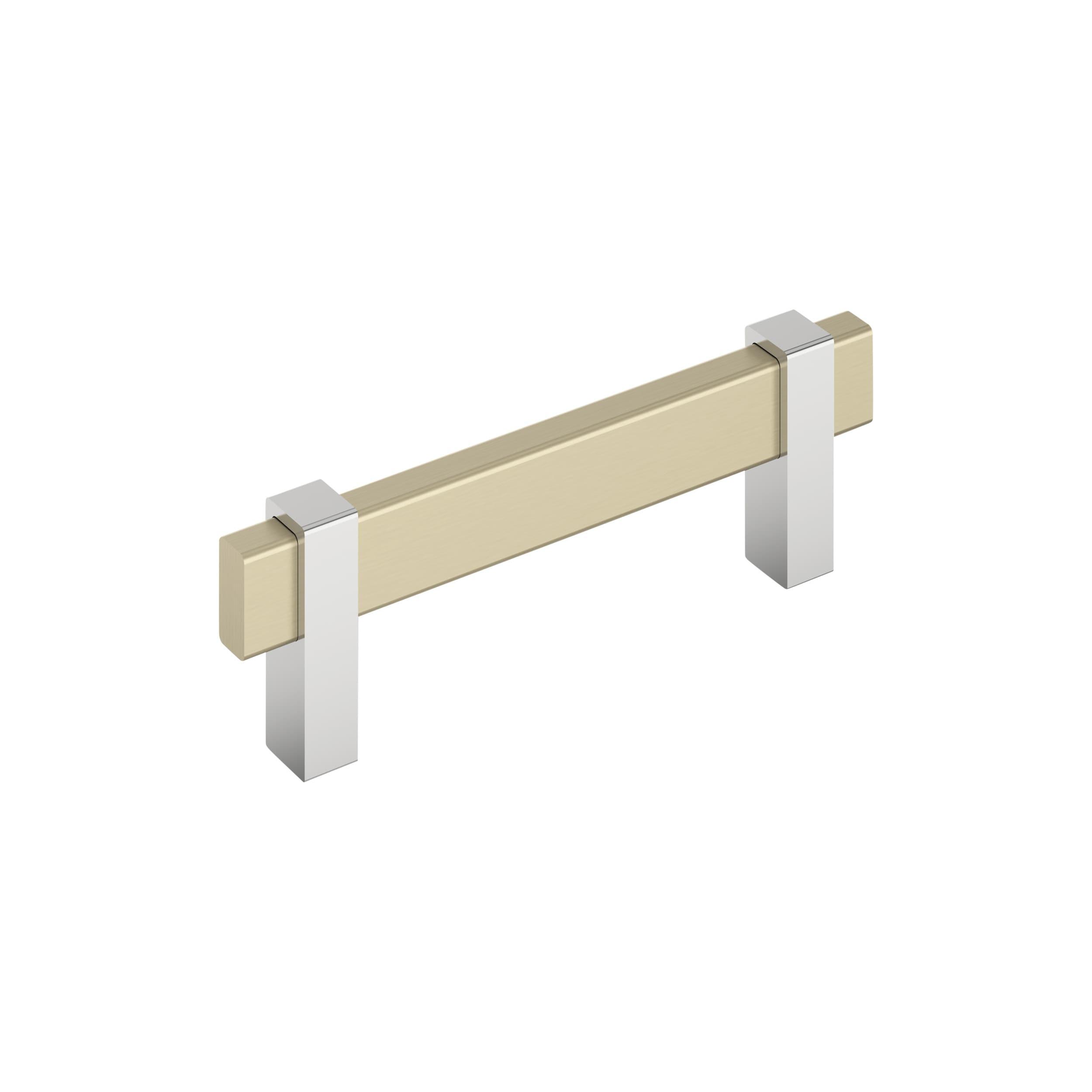 Amerock Mulino 3-3/4 inch (96mm) Center-to-Center Golden Champagne/Polished Chrome Cabinet Pull