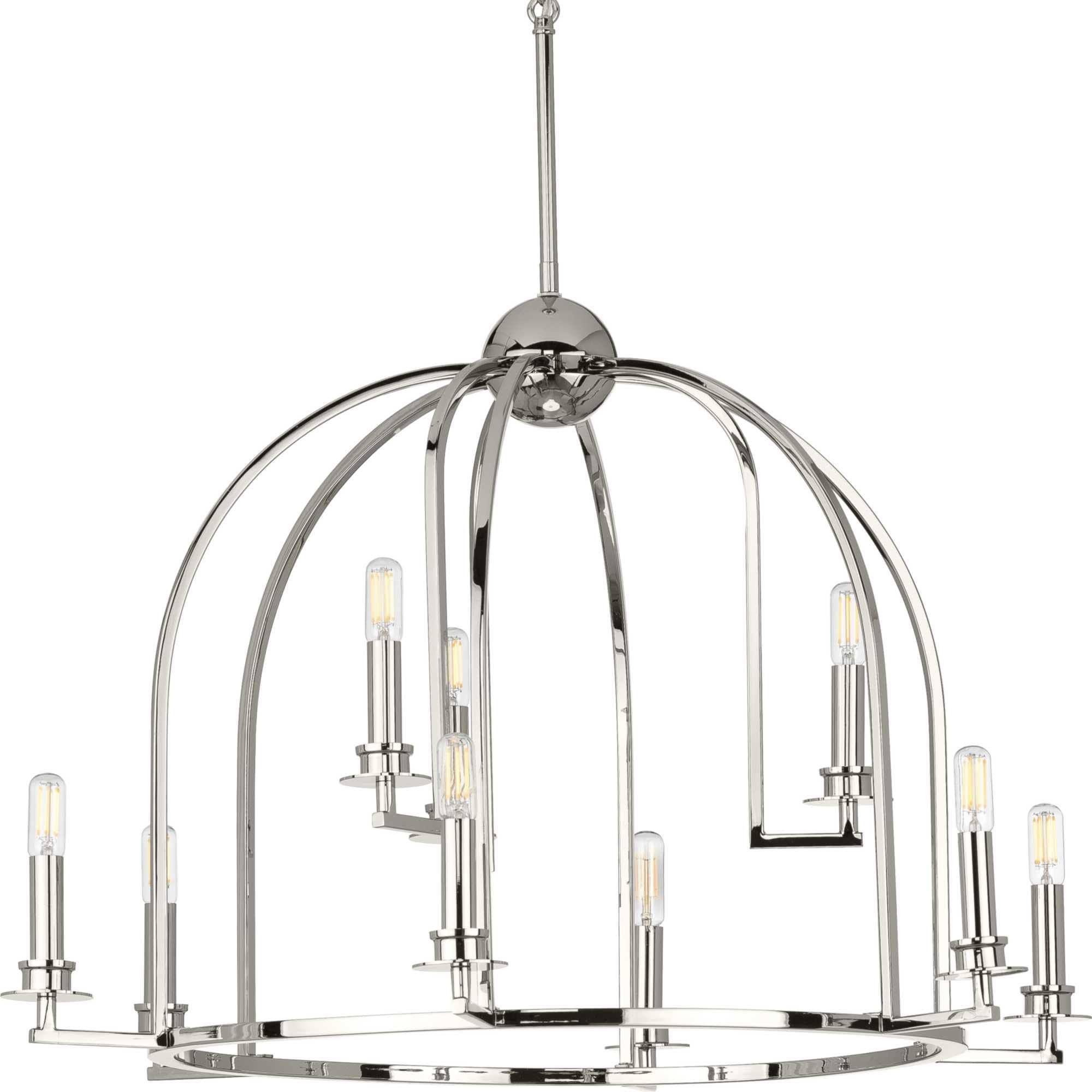 P400187-104-Progress Lighting-Seneca - Chandeliers Light - 9 Light in Farmhouse style - 30 Inches wide by 20.88 Inches high-Polished Nickel Finish