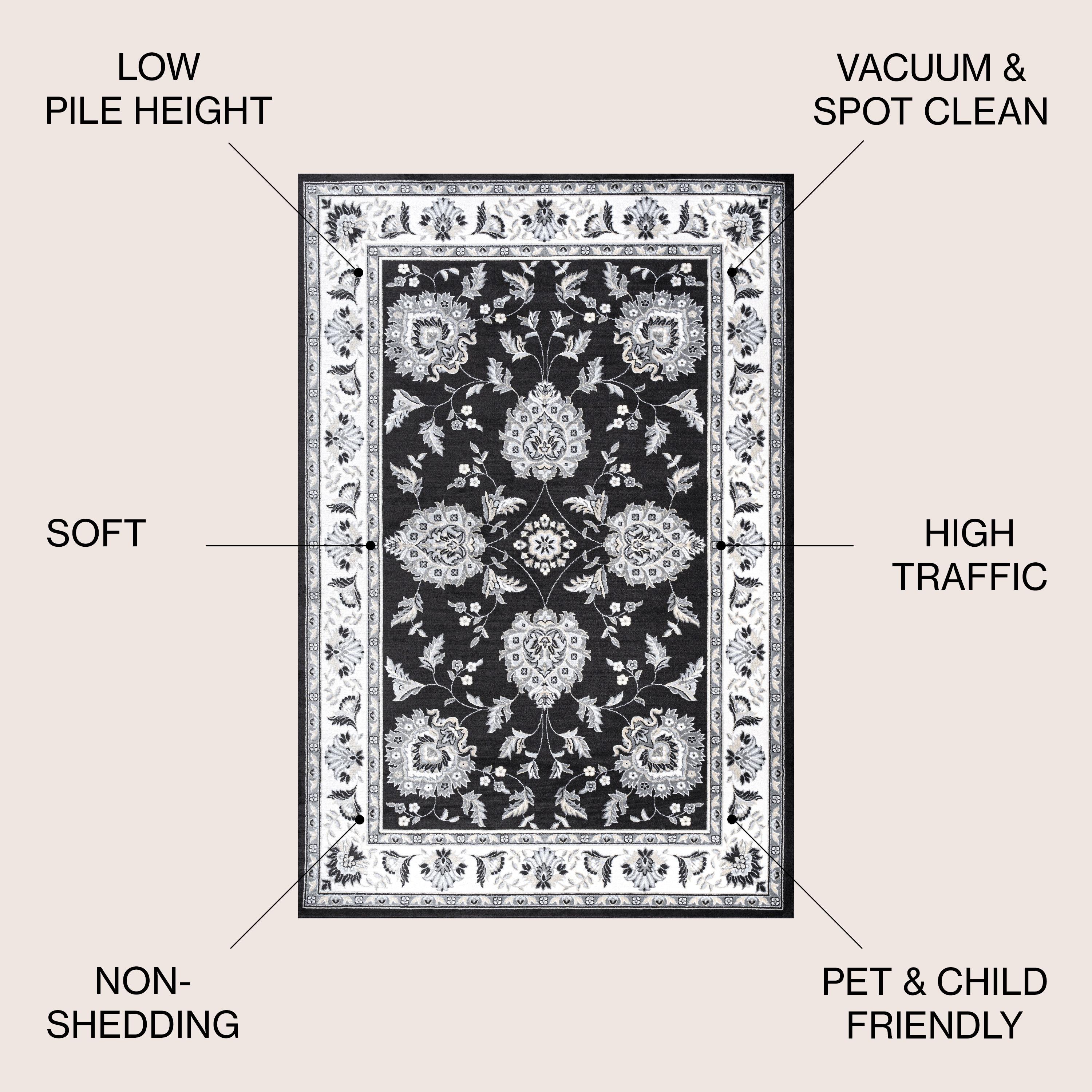 5'x 8' Cherie French Cottage Area Rug, Black/Cream - JONATHAN Y