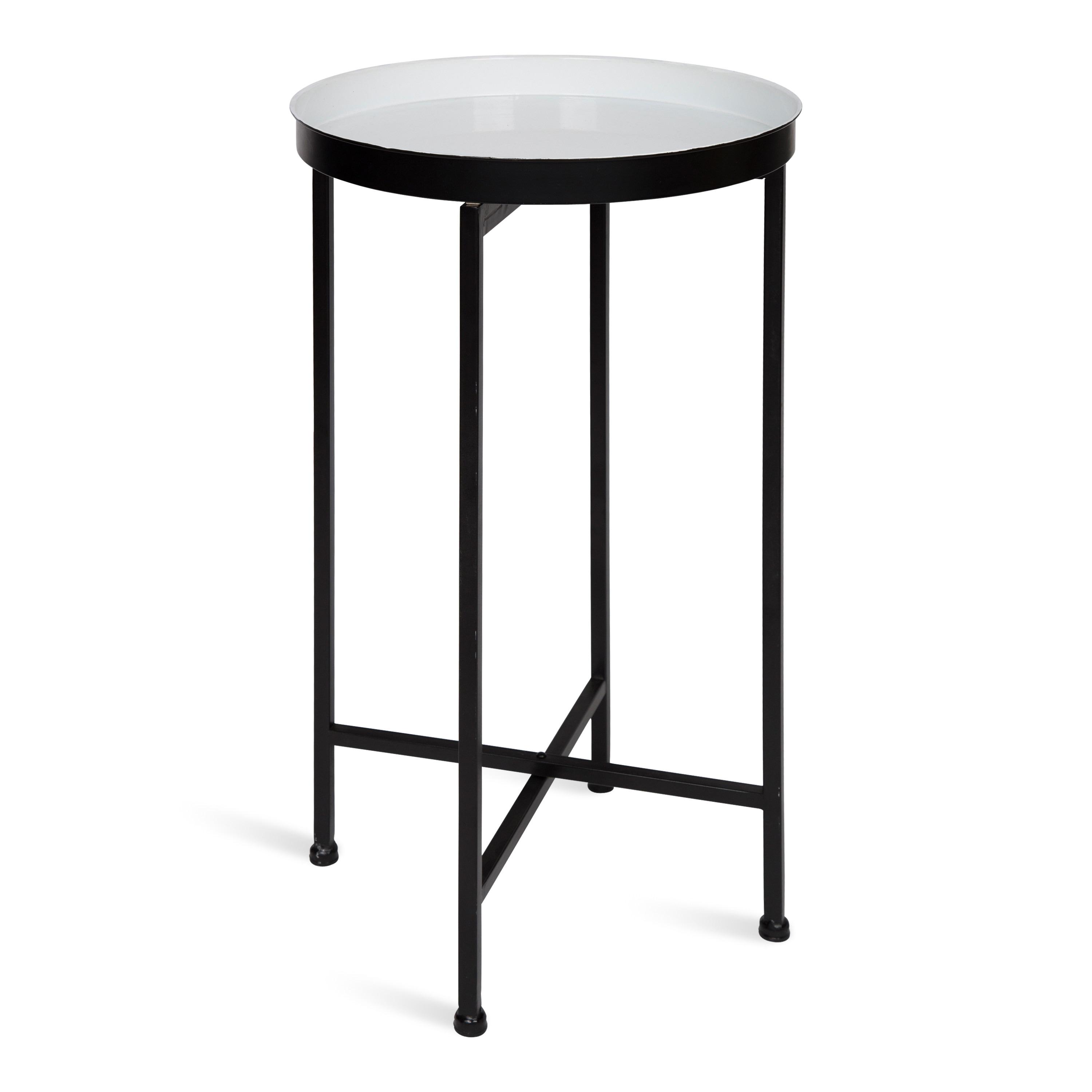 Kate and Laurel Celia Round Metal Tea Table, 14x14x25.75, Black and White
