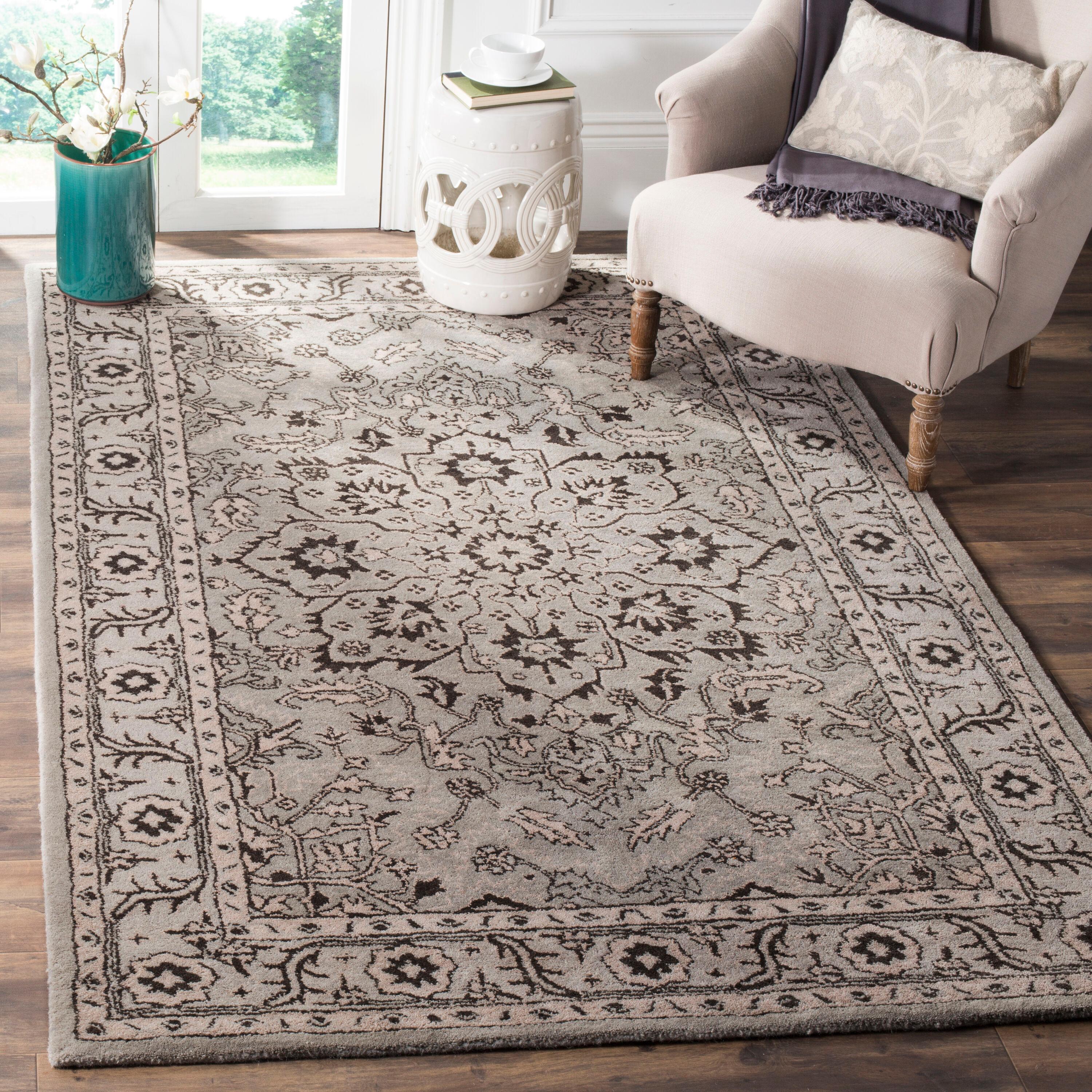 Handmade Gray Wool Tufted Persian Area Rug 4'x6'