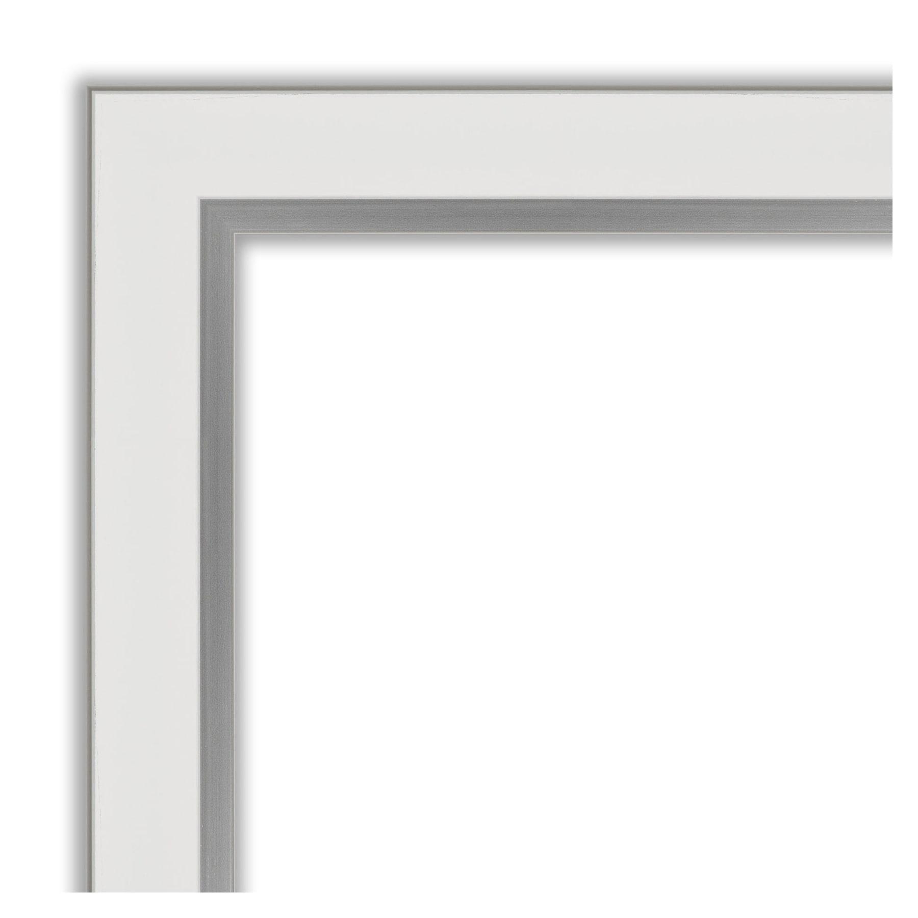 Amanti Art Eva 23-Inches x 23-Inches Framed Square Bathroom Vanity Mirror ( Satin Silver,White )