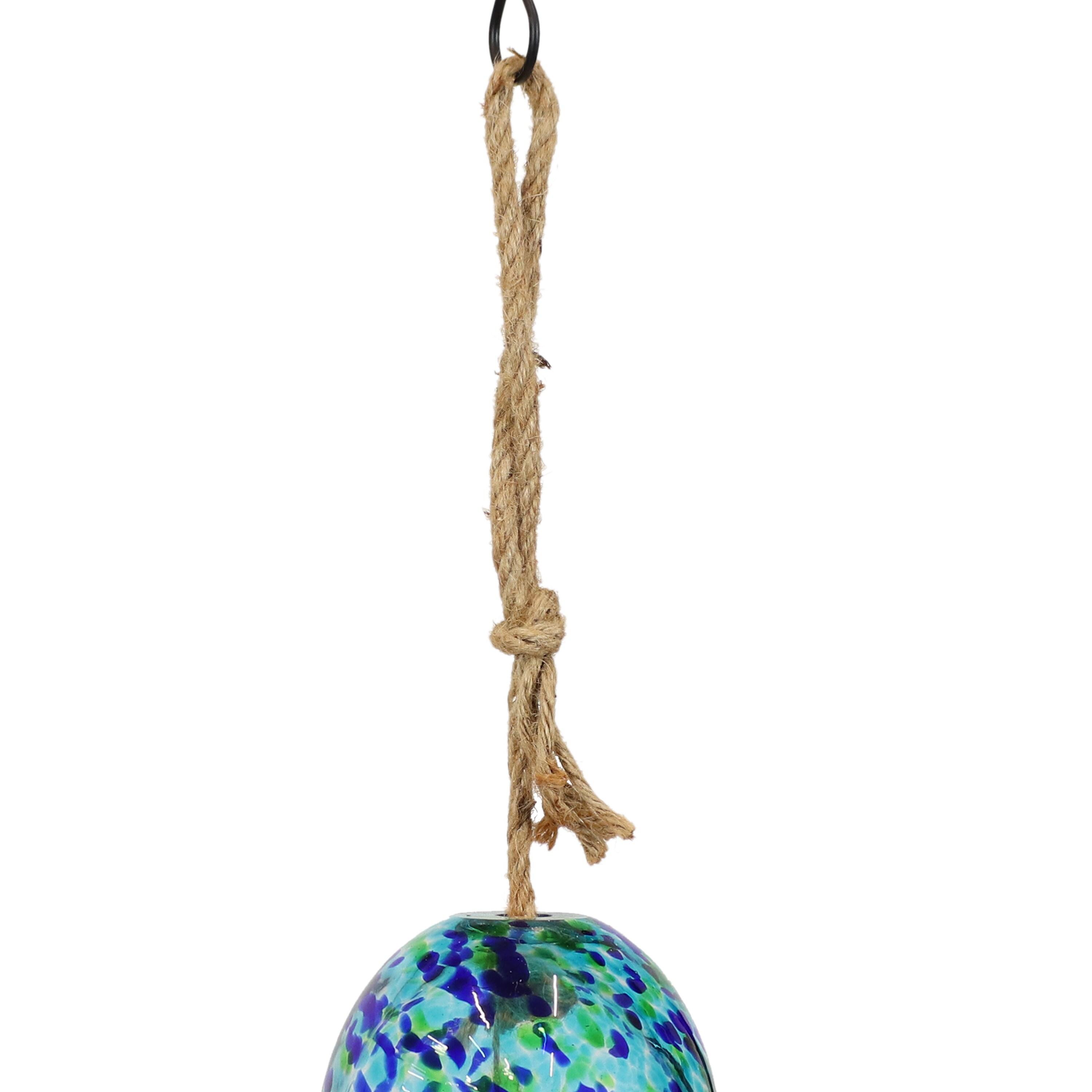 Sunnydaze Outdoor Natural Melody Glass Wind Bell Chime - 7.5" - Blue Freeze