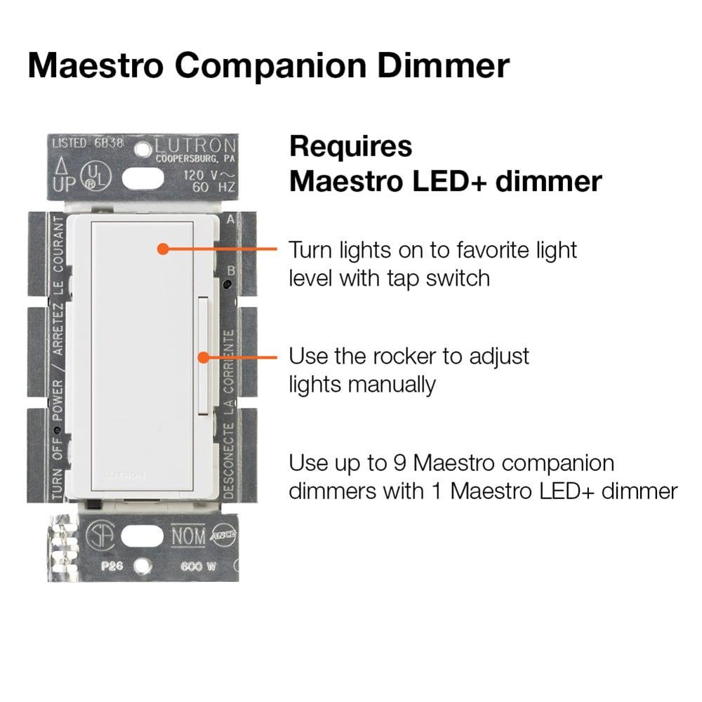 Lutron Maestro Companion Multi-Location Dimmer - White-MA-R-WH