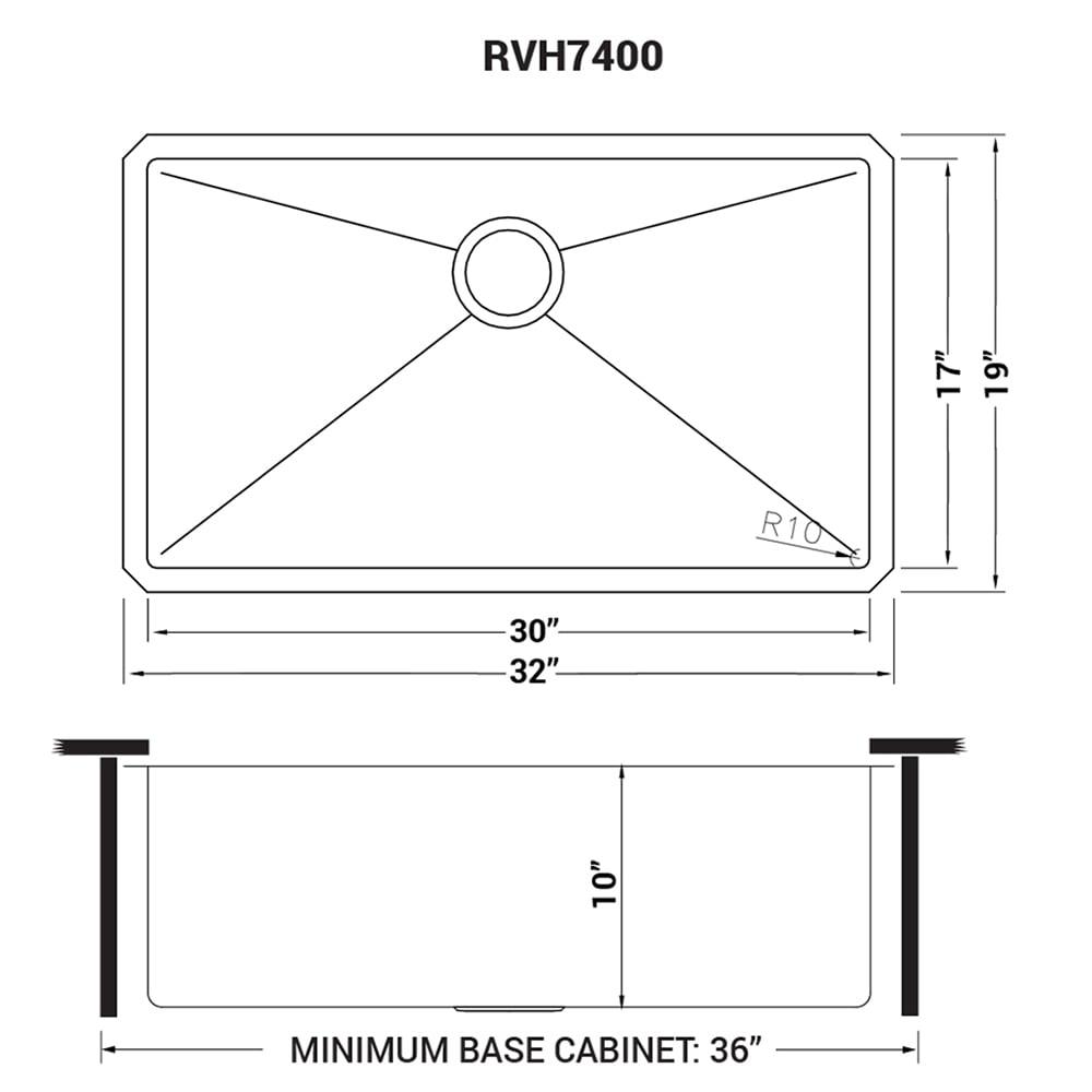 Ruvati 32-inch Undermount 16 Gauge Rounded Corners Kitchen Sink Stainless Steel Single Bowl