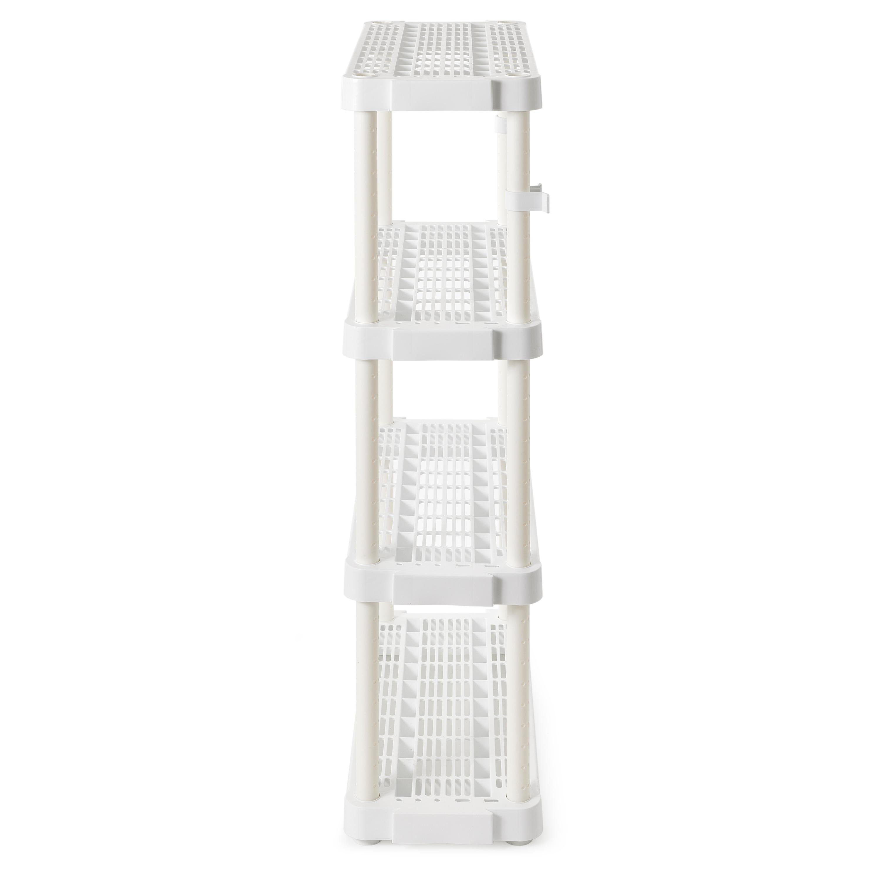 Gracious Living 4 Shelf Adjustable Height Medium Duty Storage Unit 14 x 32 x 54.5" Organizer for Home, Garage, Basement, & Laundry, White (3 Pack)