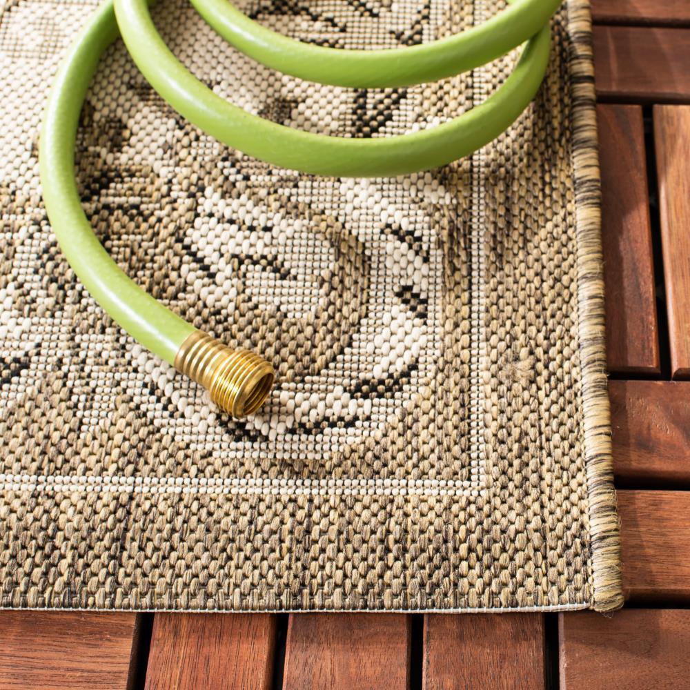 Courtyard CY7208 Power Loomed Indoor/Outdoor Area Rug - Creme/Brown - 6'7"x9'6" - Safavieh.