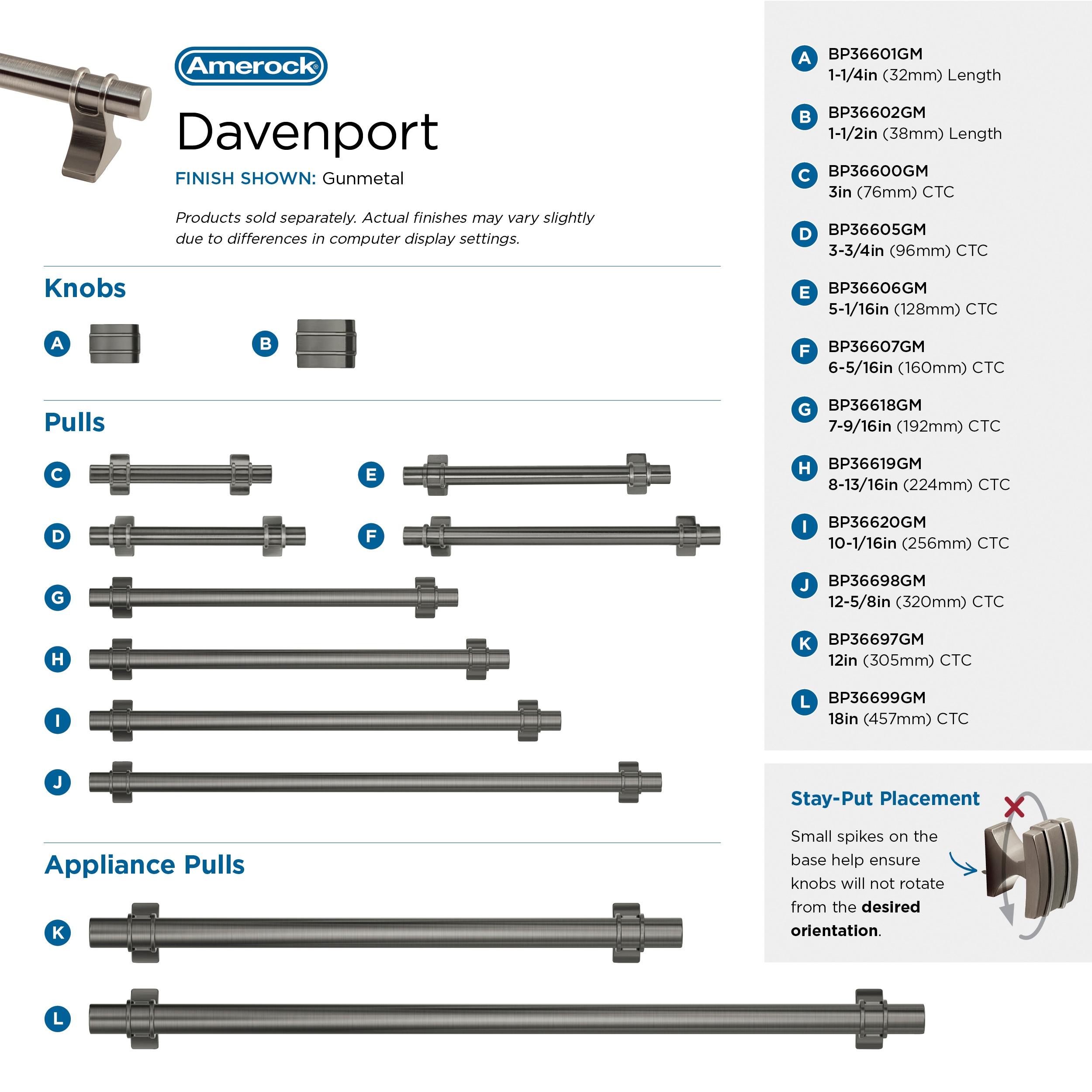 Amerock Davenport 18 inch (457mm) Center-to-Center Gunmetal Appliance Pull