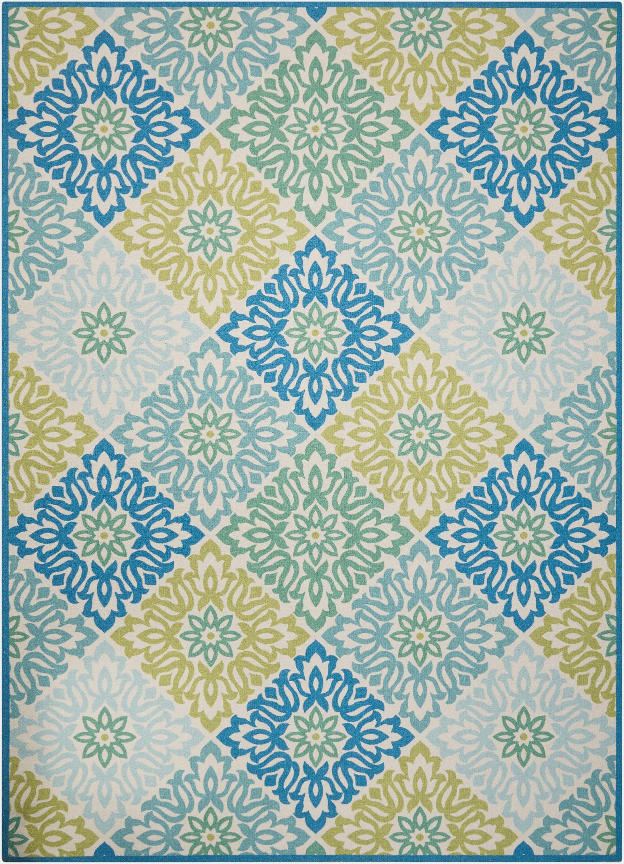 Waverly Sun & Shade "Sweet Things" Marine Indoor/Outdoor Area Rug by Nourison SND23 7'9" x 10'10"