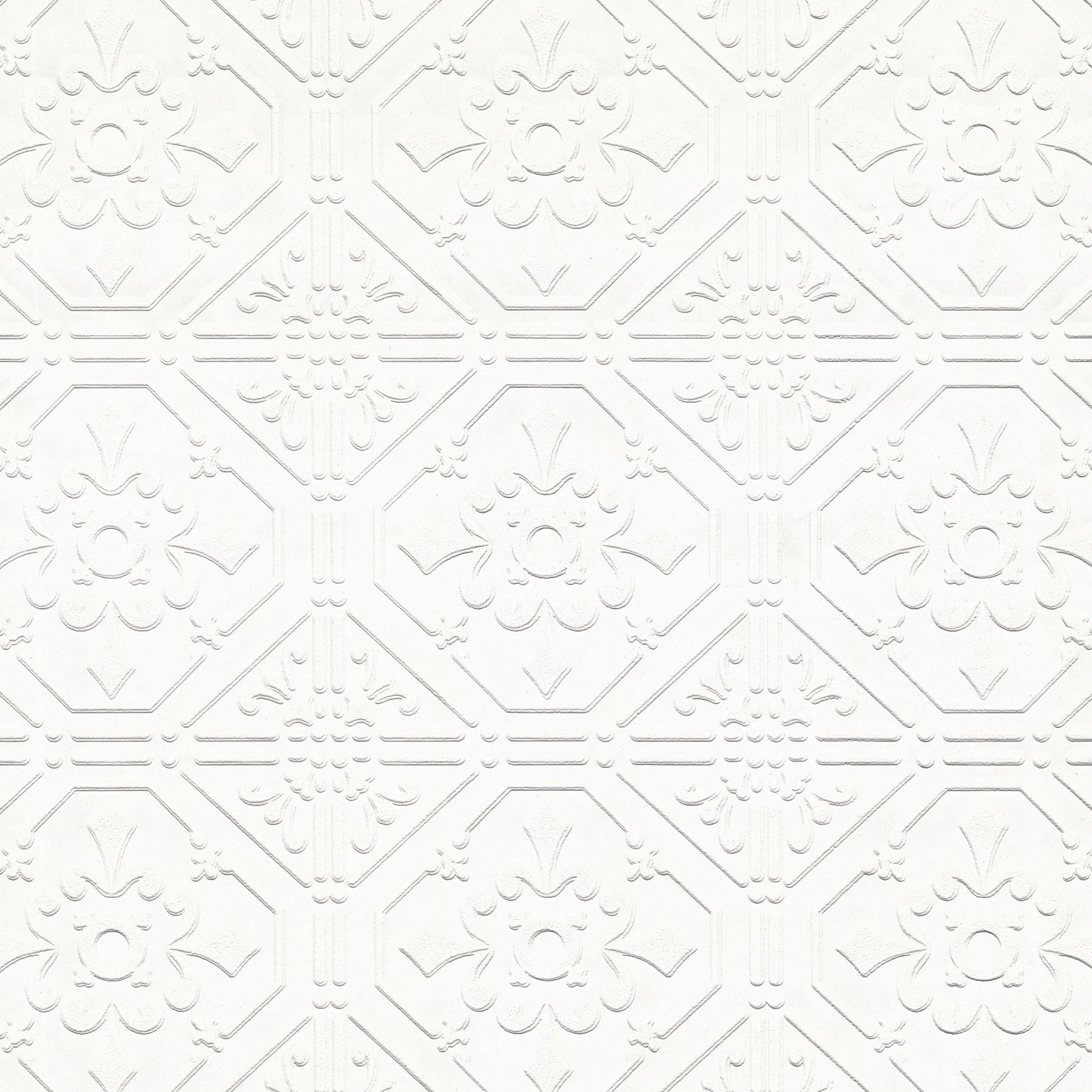 Brooklyn White Embossed Paintable Vinyl Wallpaper