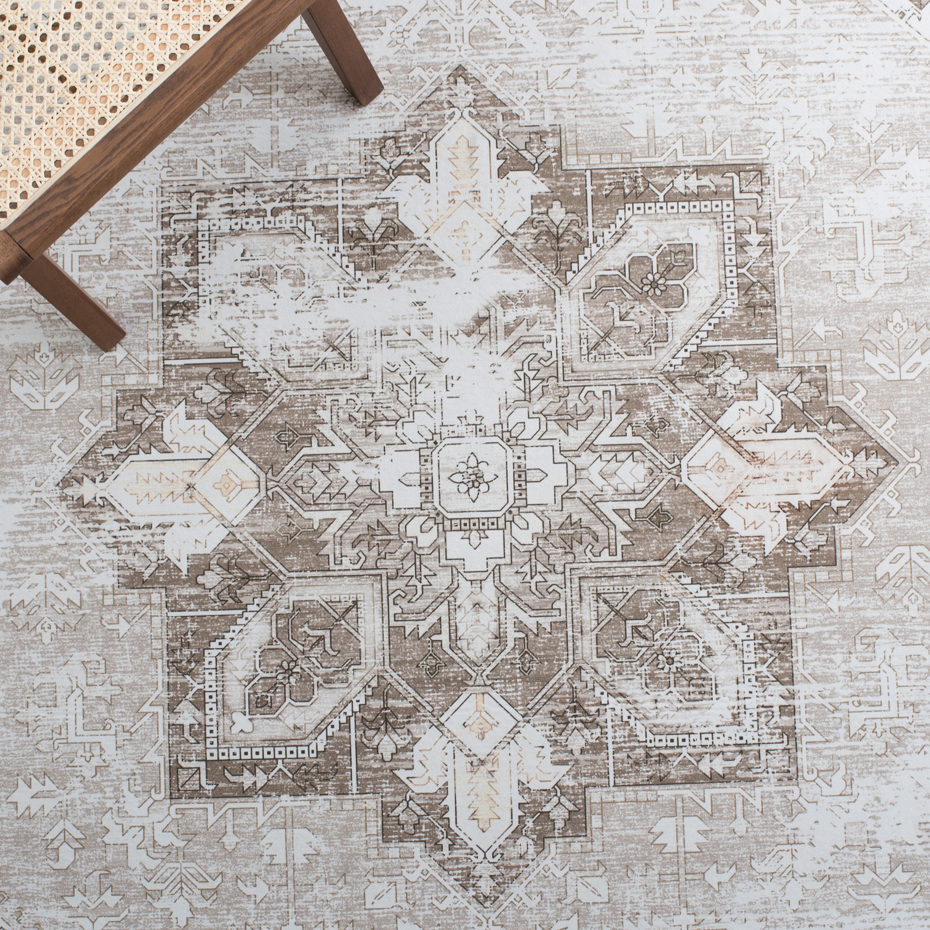 Tucson TSN102 Power Loomed Machine Washable Area Rug - Sage/Ivory - 6'x6' - Safavieh.