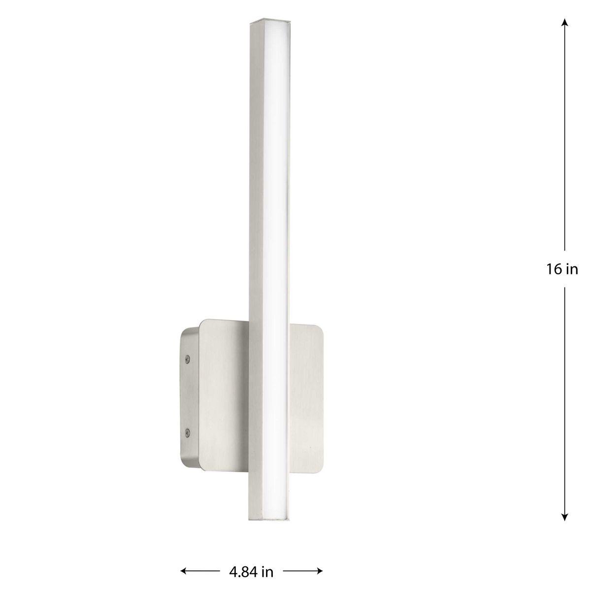 Progress Lighting Phase 4 1-Light LED Linear Vanity Light, Brushed Nickel, Rectangular Acrylic Shade