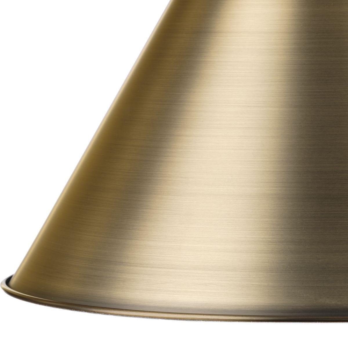 Progress Lighting Hinton 1-Light Pendant Vintage Brass Cone Shade Collection