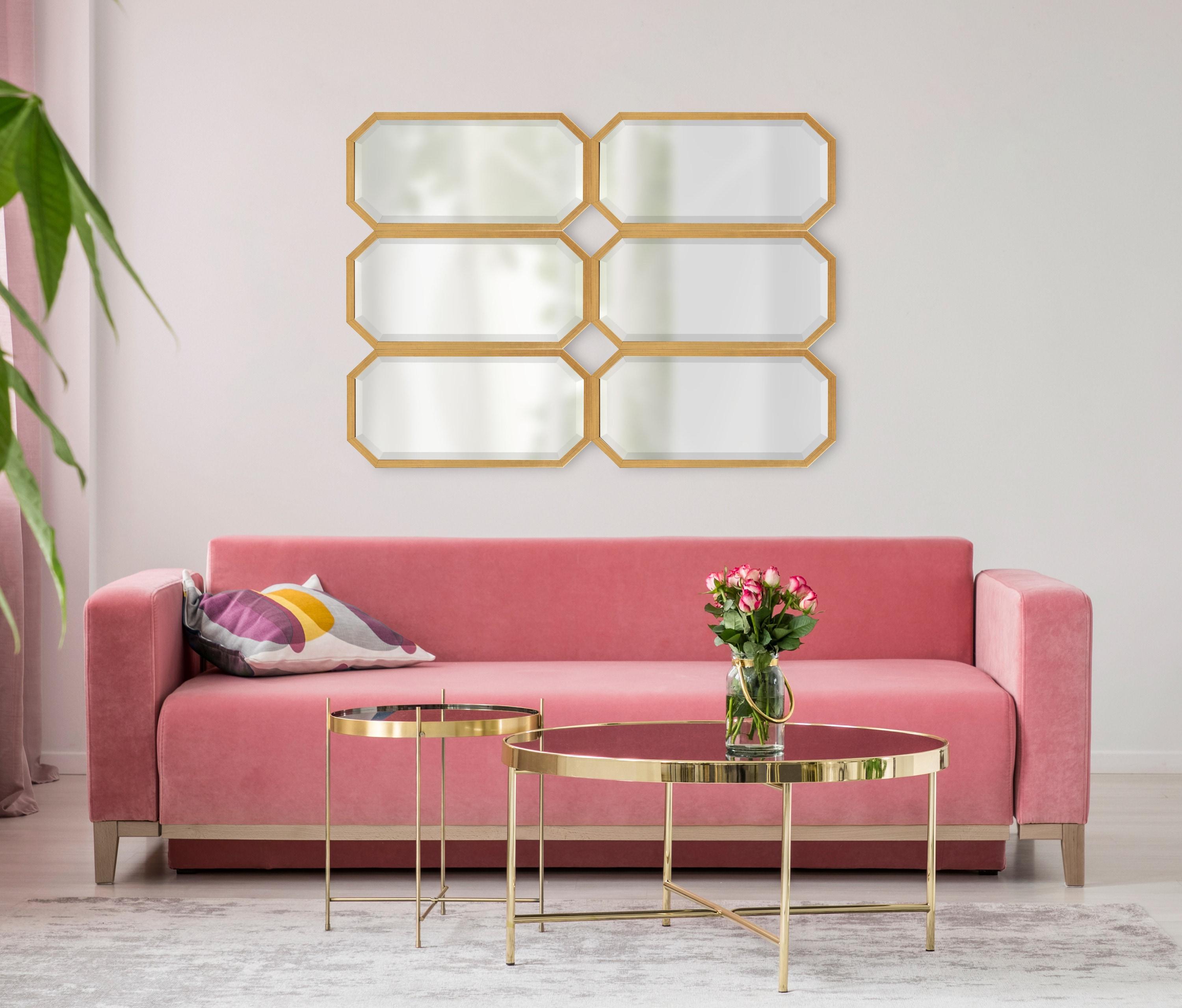 3pc Laverty Wall Mirror Set Gold - Kate & Laurel All Things Decor: Modern Octagon Shape, No Assembly Required