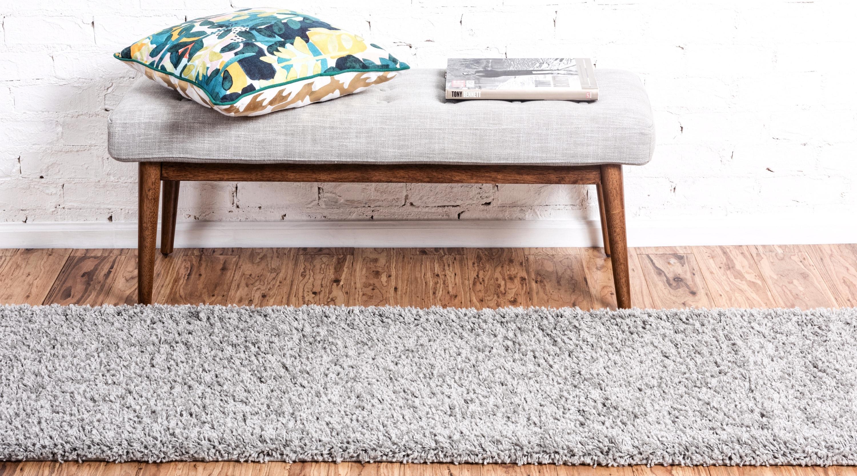 Unique Loom 2' 7 x 10' 0 Solid Shag Cloud Gray Area Rug
