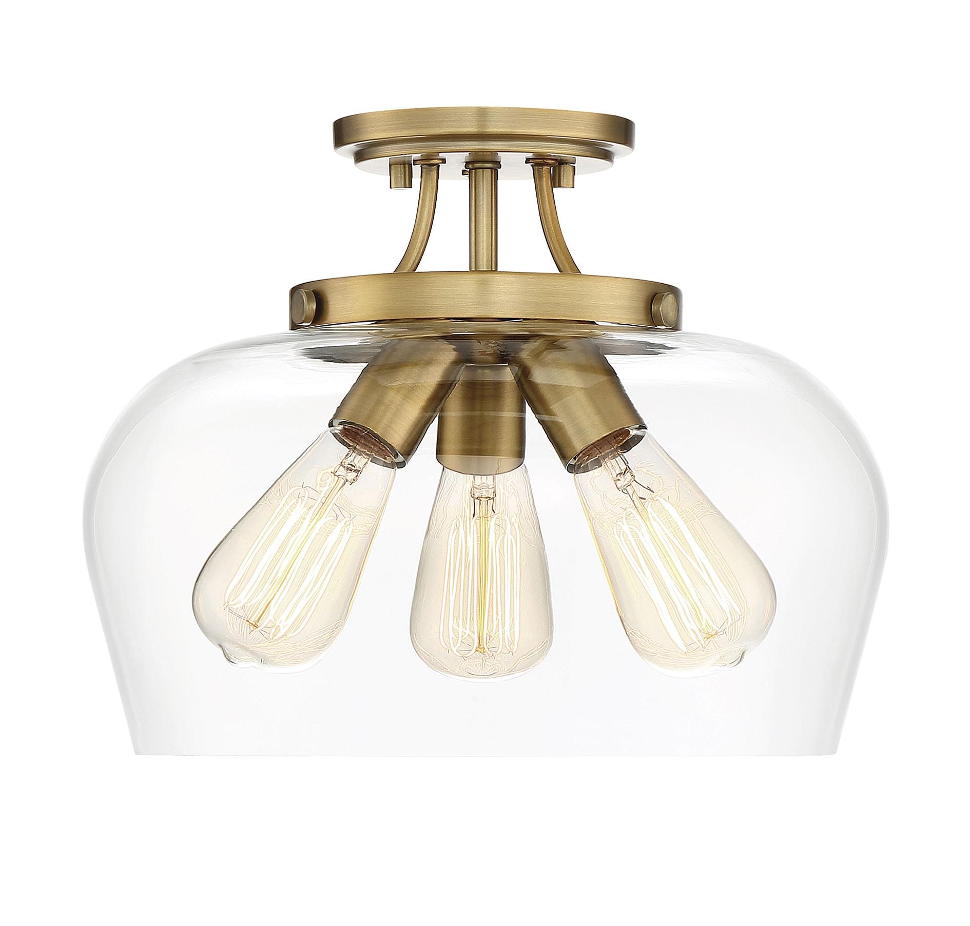 Savoy House Octave 3 - Light Semi-Flush Mount in  Warm Brass