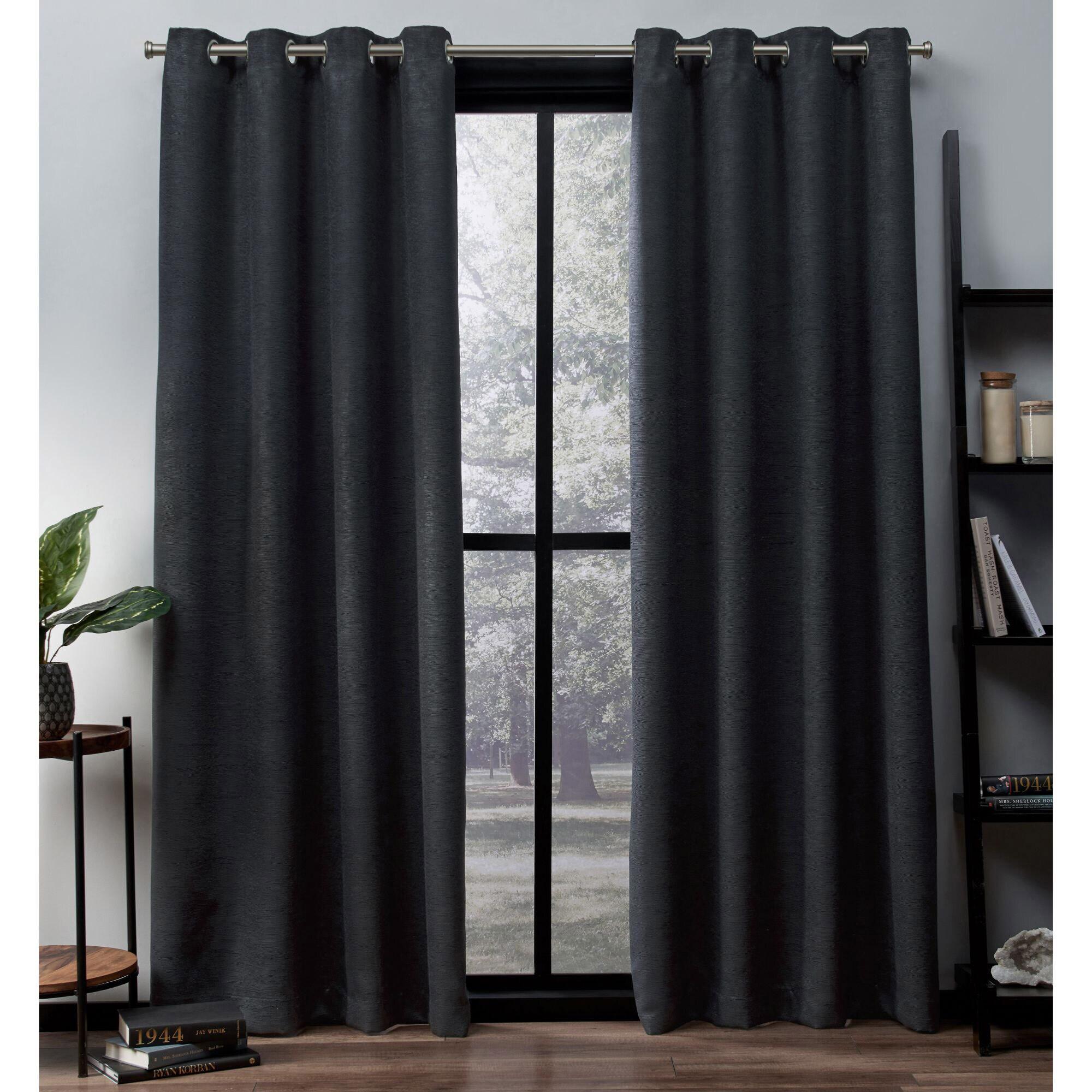 Set of 2 96"x52" Oxford Textured Sateen Thermal Room Darkening Grommet Top Window Curtain Panel Gray - Exclusive Home