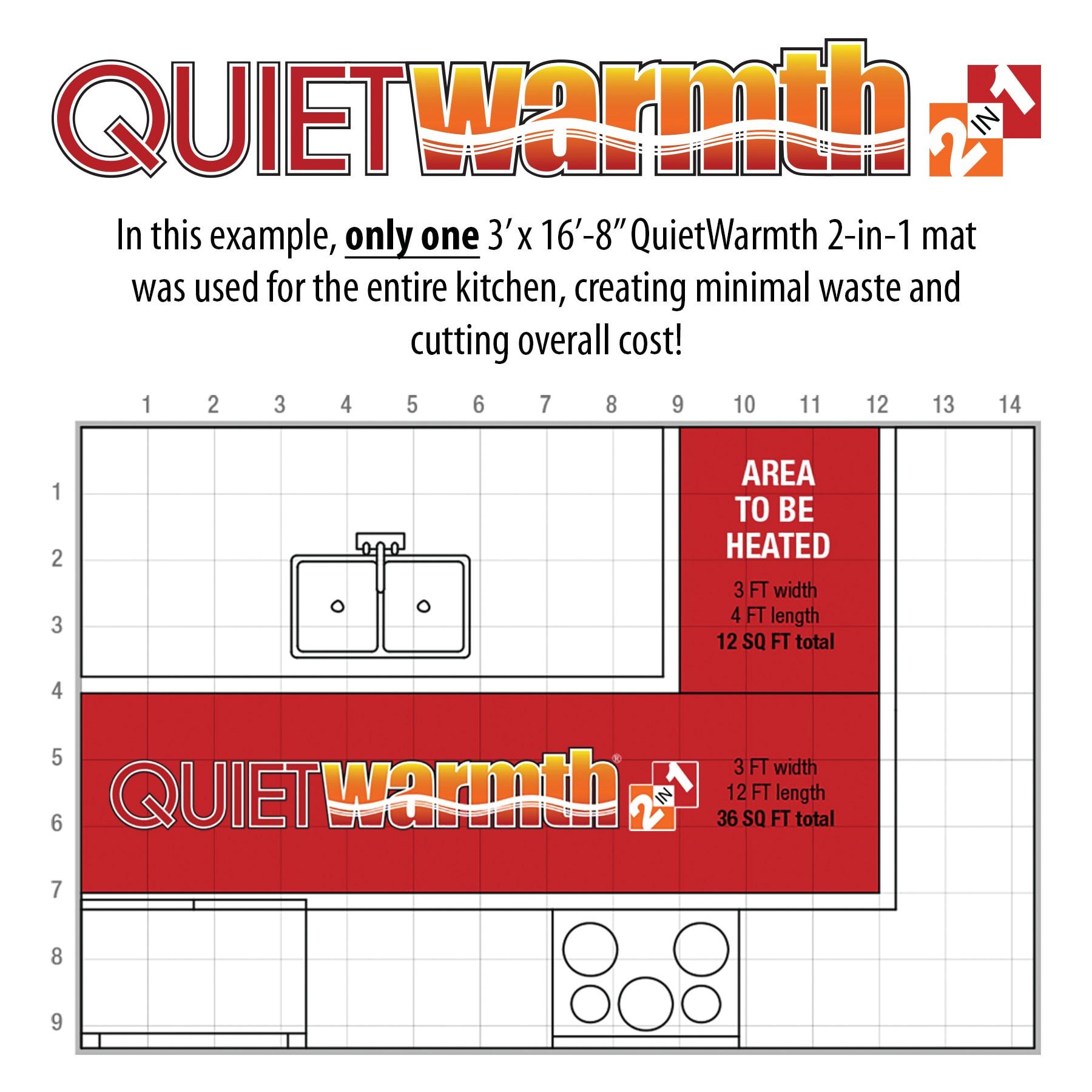 QuietWarmth 240-volt Radiant 2-in-1 Float 16-ft x 18-in Underfloor heating mat 25-sq ft